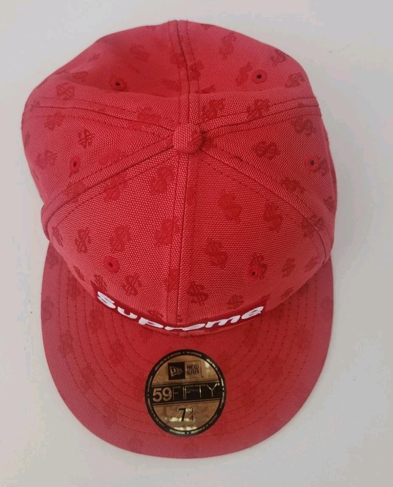 SS18 Supreme Monogram Box Logo New Era 7 3/4 Red cap baseball hat snapback $