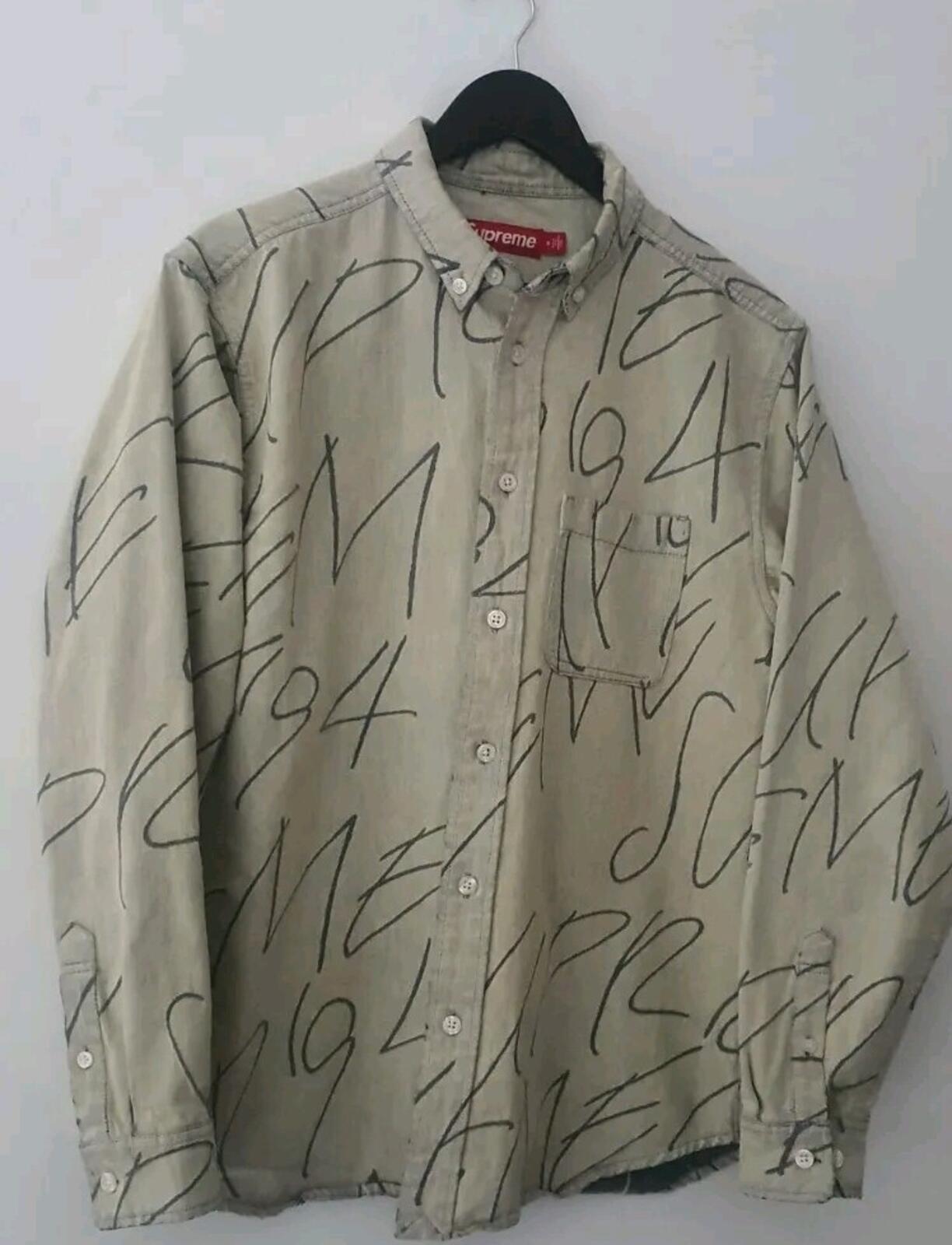FW23 Supreme Handwriting Jacquard denim shirt long sleeve L/S shirt S Small