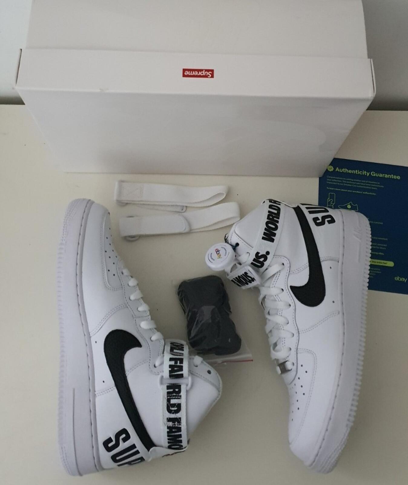 FW14 Supreme Nike Air Force 1 Hi US 9 UK 8 EU 42.5 Sneaker Schuhe Lot Weiß Selten