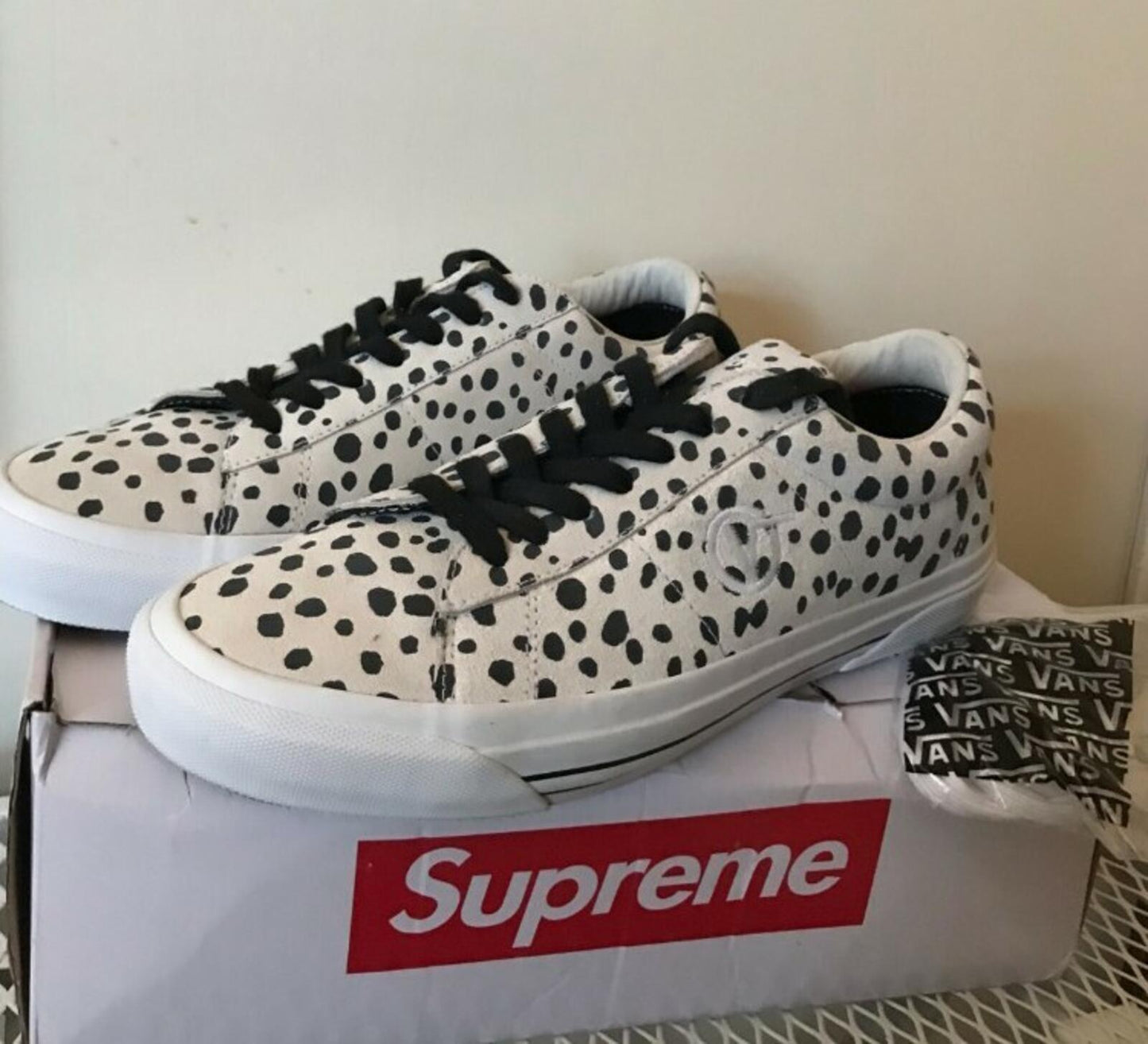 SS18 Supreme Vans Sid Pro Dalmatian UK 9 US 10 EUR 43 suede White trainers shoes