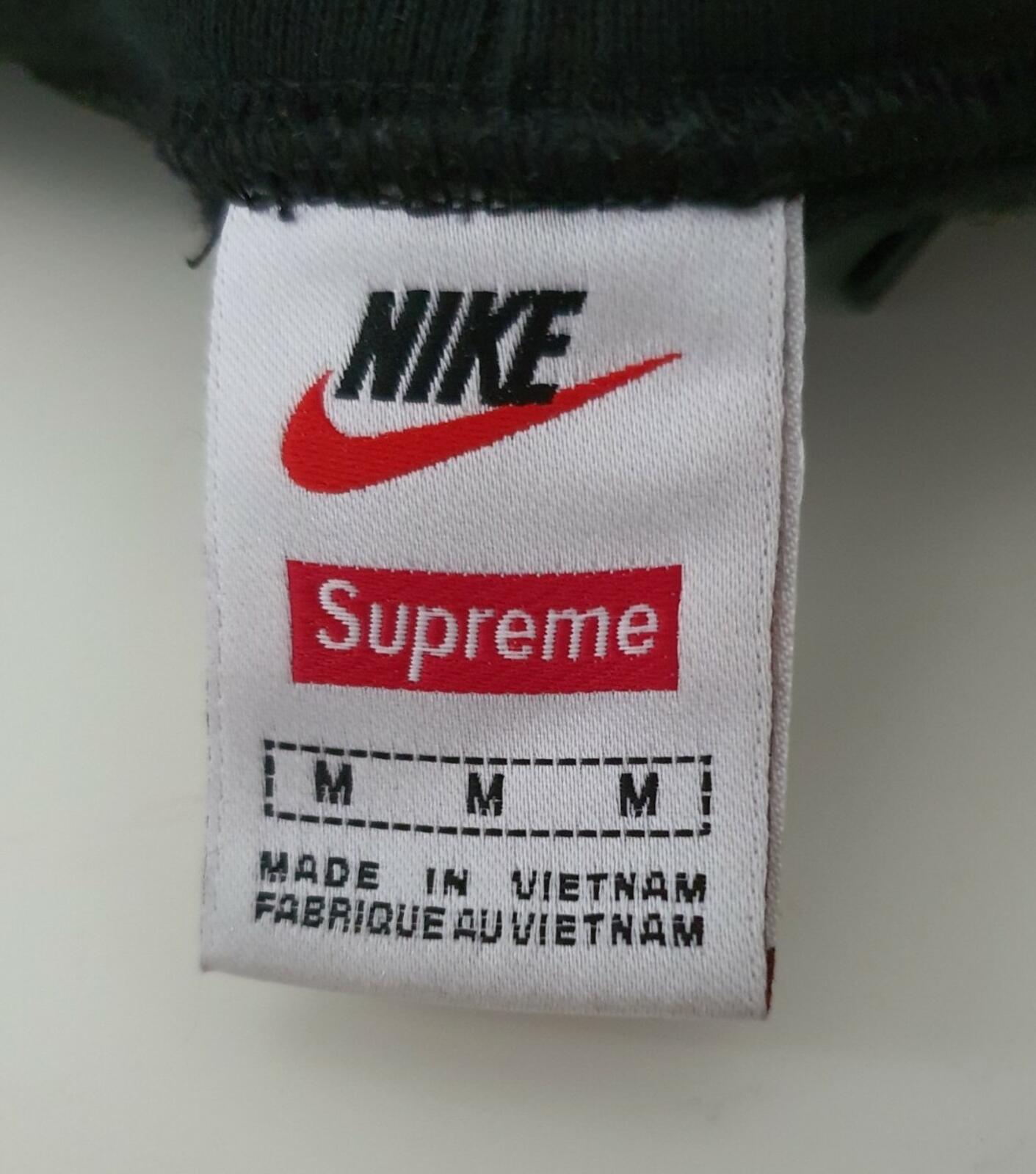 FW19 Supreme x Nike Leather Applique Hooded Sweatshirt Black Size M