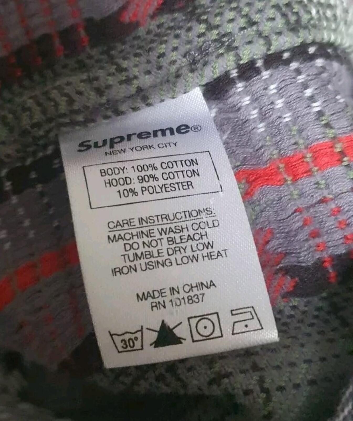 FW18 Supreme Kapuzenhemd aus Jacquard-Flanell, Größe XL