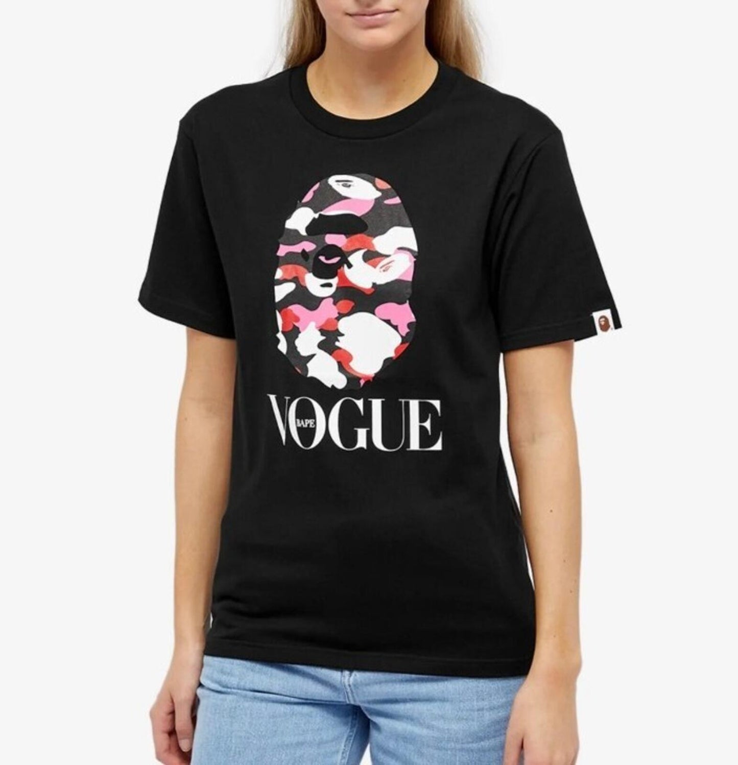 A Bathing Ape x Vogue 2 Ape Head Tee SS22 size L large black t-shirt BAPE New