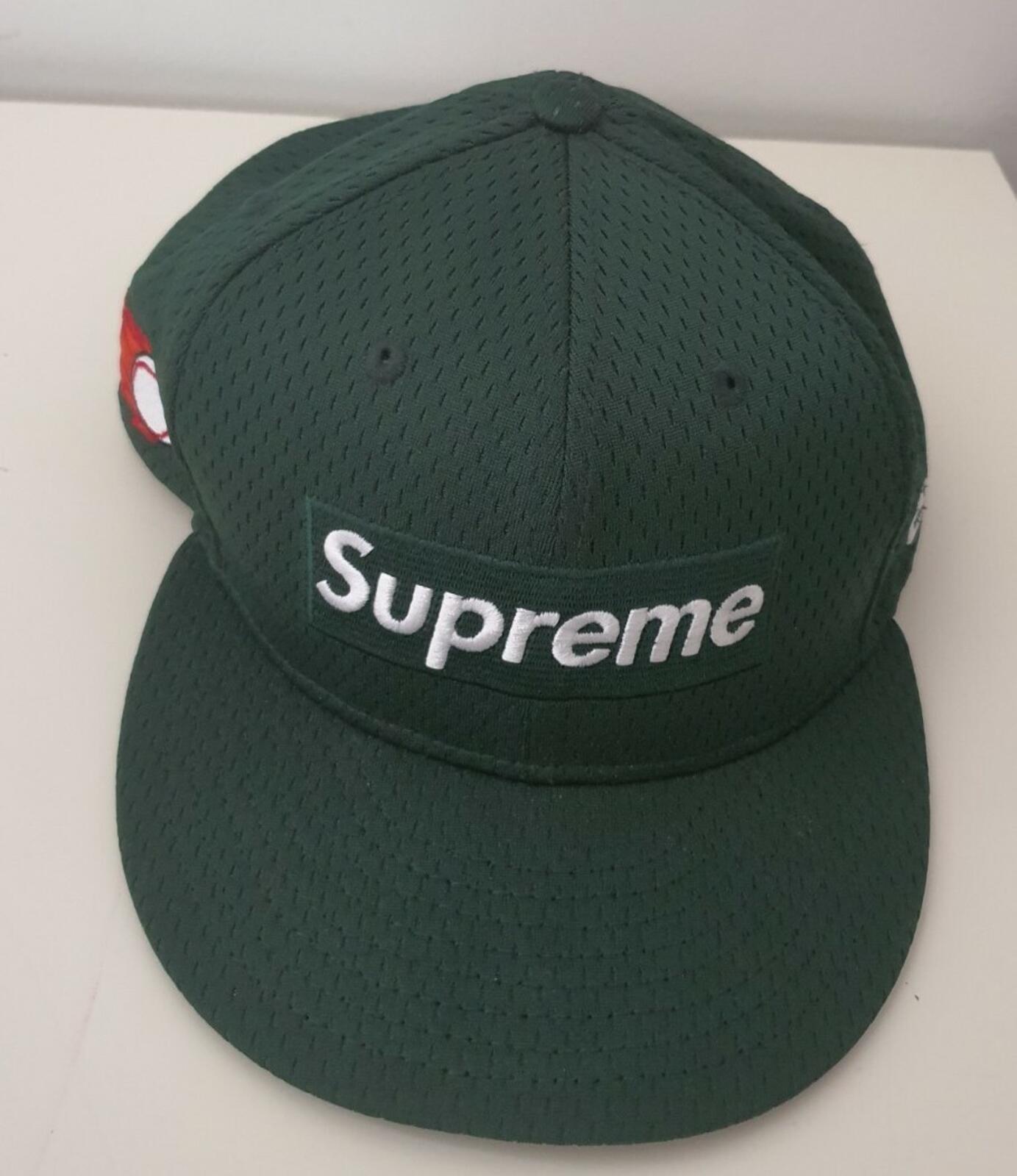 SS18 Supreme Mesh Box Logo New Era Dark green hat size 7 5/8 Cap