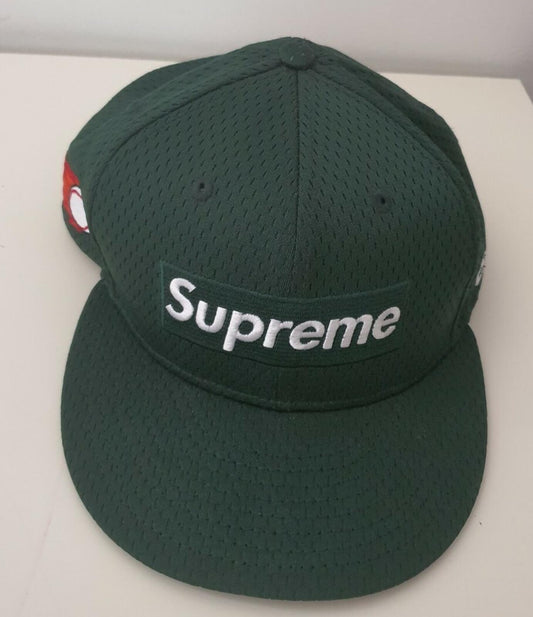 SS18 Supreme Mesh Box Logo New Era Dunkelgrüne Mütze Größe 7 5/8 Cap
