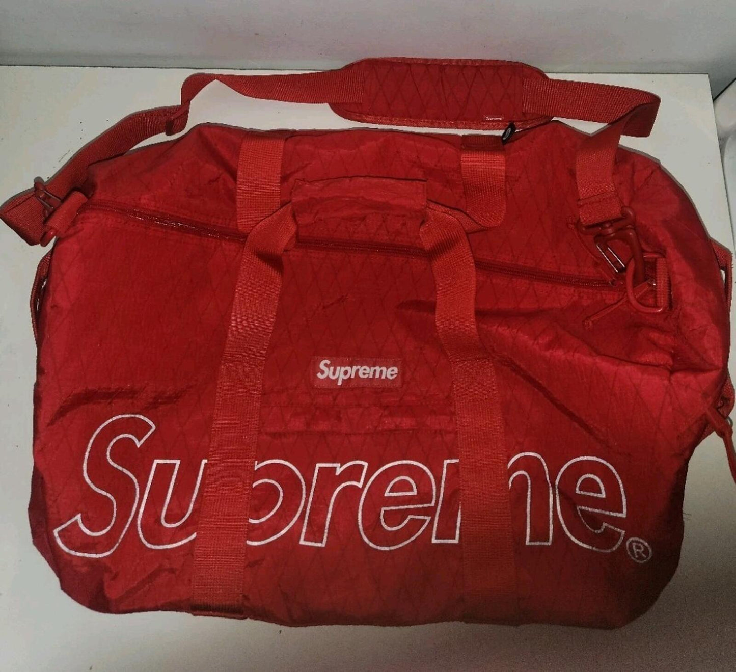 FW18 Supreme Duffle Bag Red Water and Abrasion Resistant