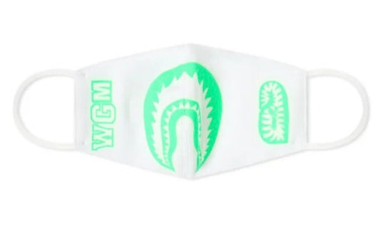 A BATHING APE Glow in the dark Haifisch-Gesichtsmaske UVP £49 weiß BAPE Accessoire