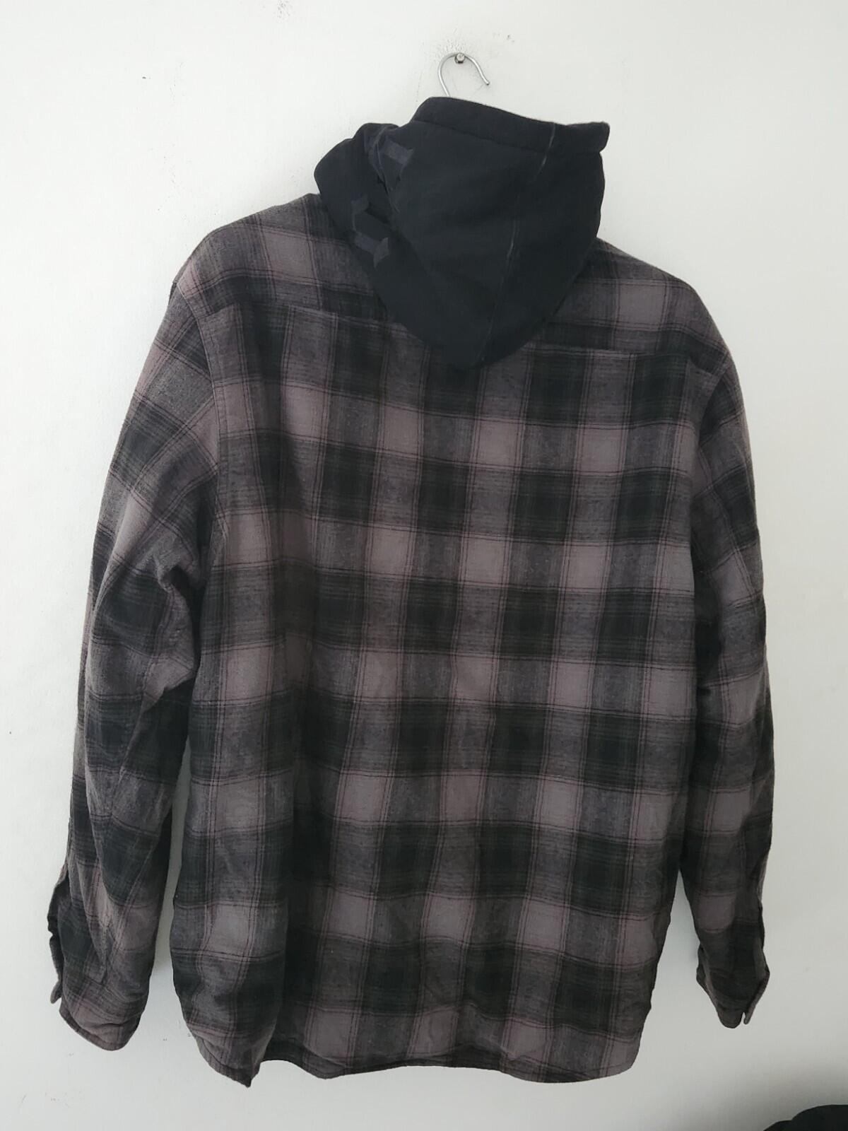FW21 Supreme Hooded Flannel Zip Up Shirt Quilted Jacket Black Size L