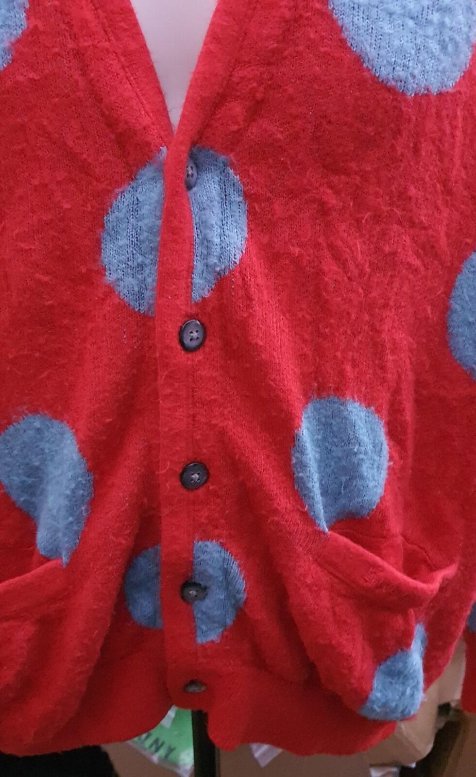 SS20 Supreme Brushed Polka Dot Cardigan Größe S kleiner roter Pullover Acryl Jumper