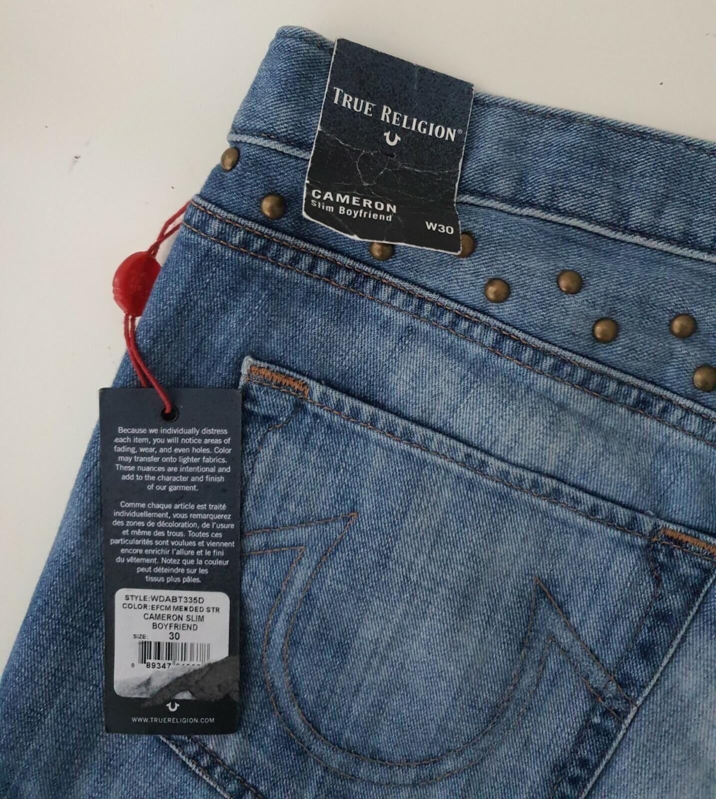 TRUE RELIGION Cameron Boyfriend Slim Jeans size 30 W34 L30 womens New With Tag