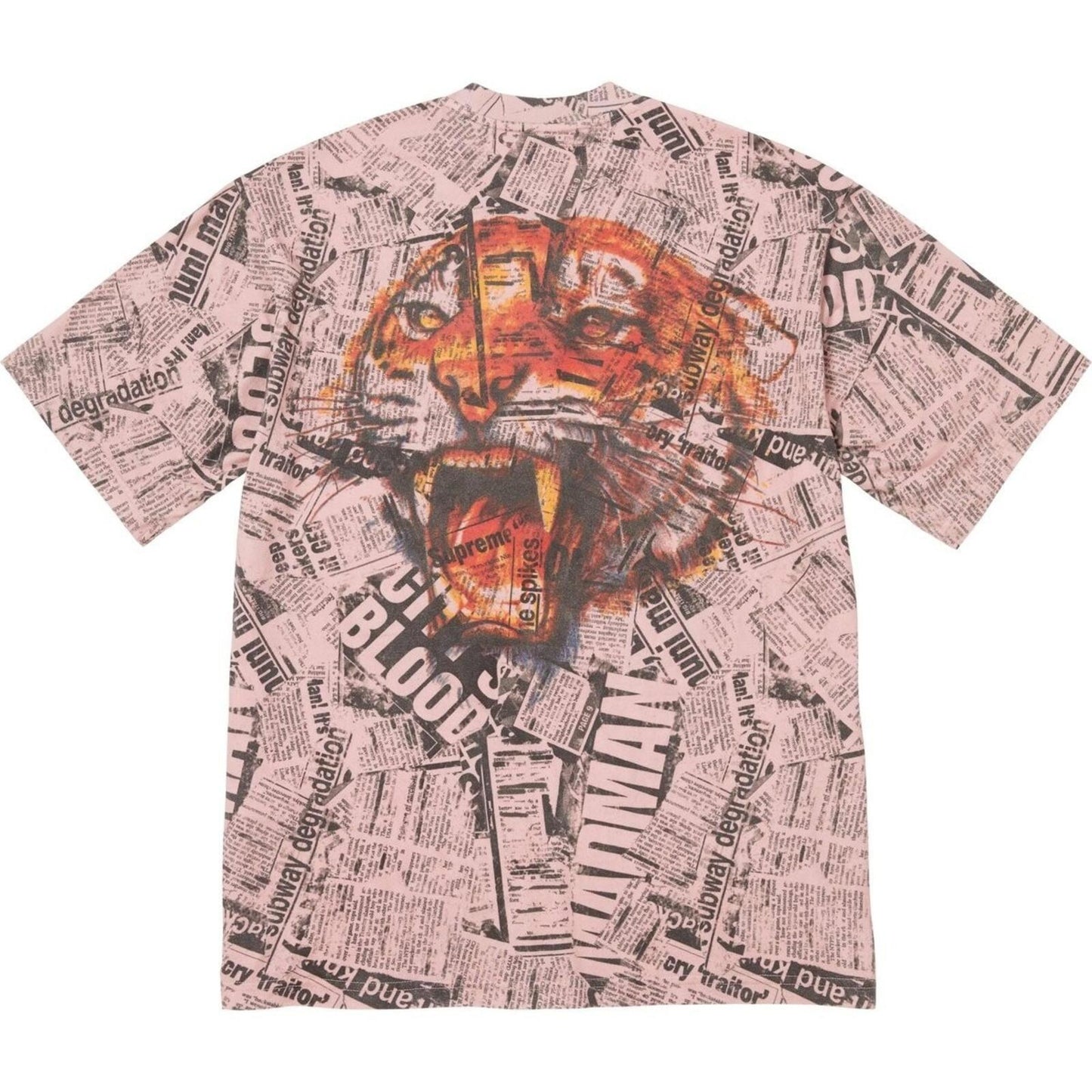 SS25 Supreme Newspaper S/S Top T-shirt Pink Tiger Tee Artwork by Ben Trogdon S