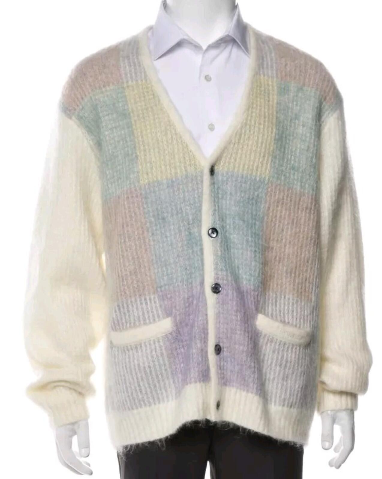 SS22 Supreme Brushed Grid Cardigan size M Medium White sweater Mohair New £178