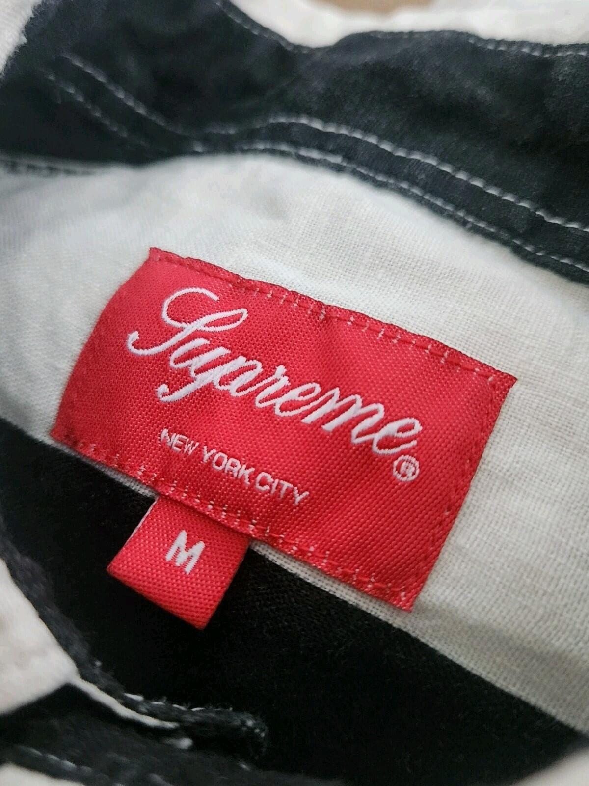SS18 Supreme Wide Stripe Linen Shirt Black White Size M