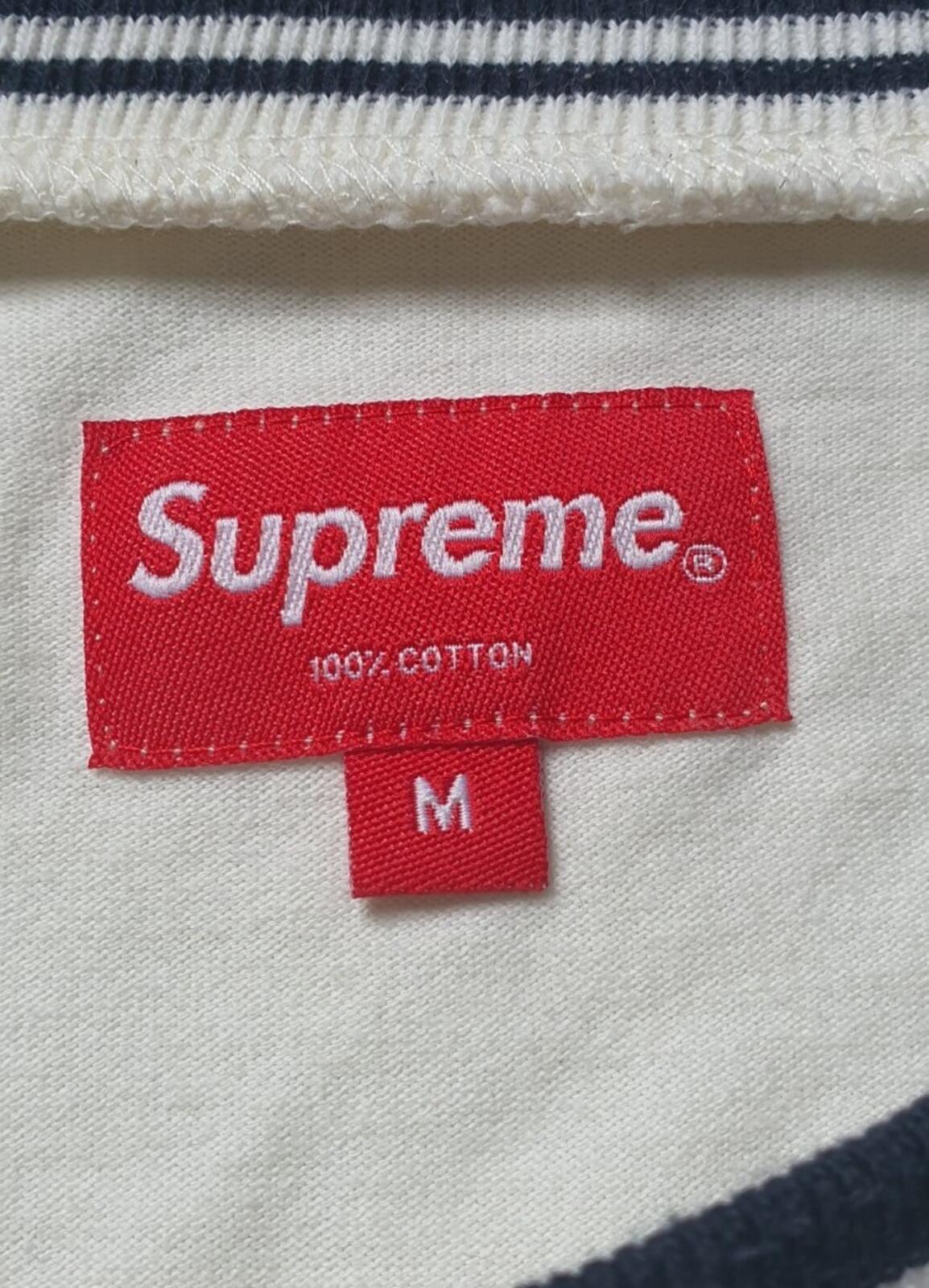 FW18 Supreme Striped Rib Logo L/S Top natural jumper M medium reflective logo