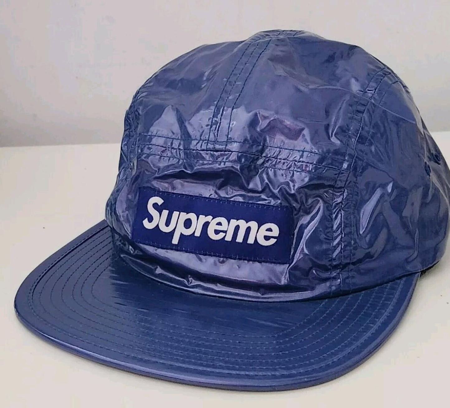 FW16 Supreme Glossy Ripstop Camp Cap Blaue Hut-Boxlogo Royal
