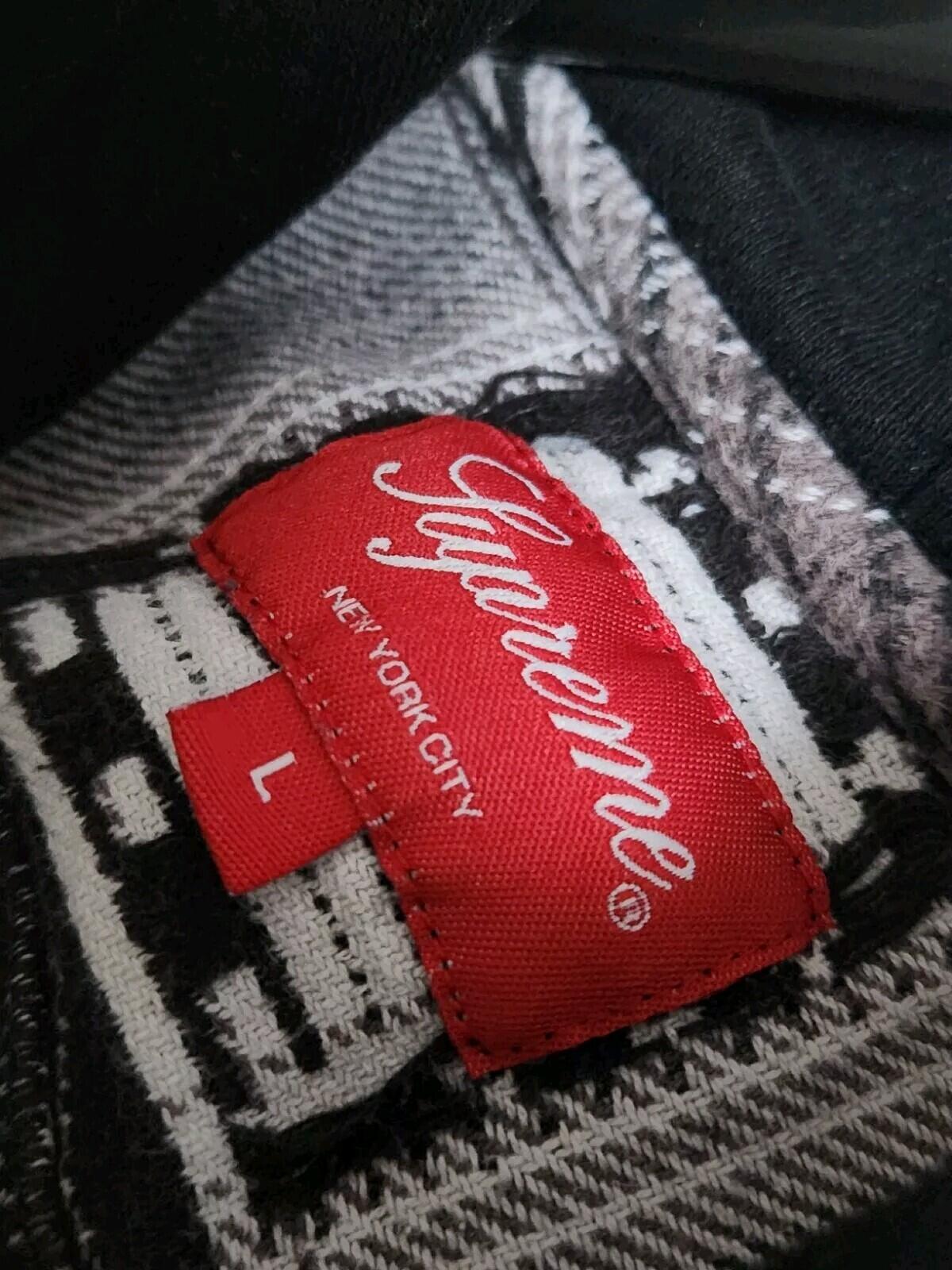 FW20 Supreme Hooded Shadow Plaid Hemd Schwarz Größe L