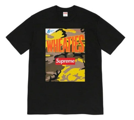 SS21 Supreme Wheaties black tee size M medium T-shirt box logo New and unopened
