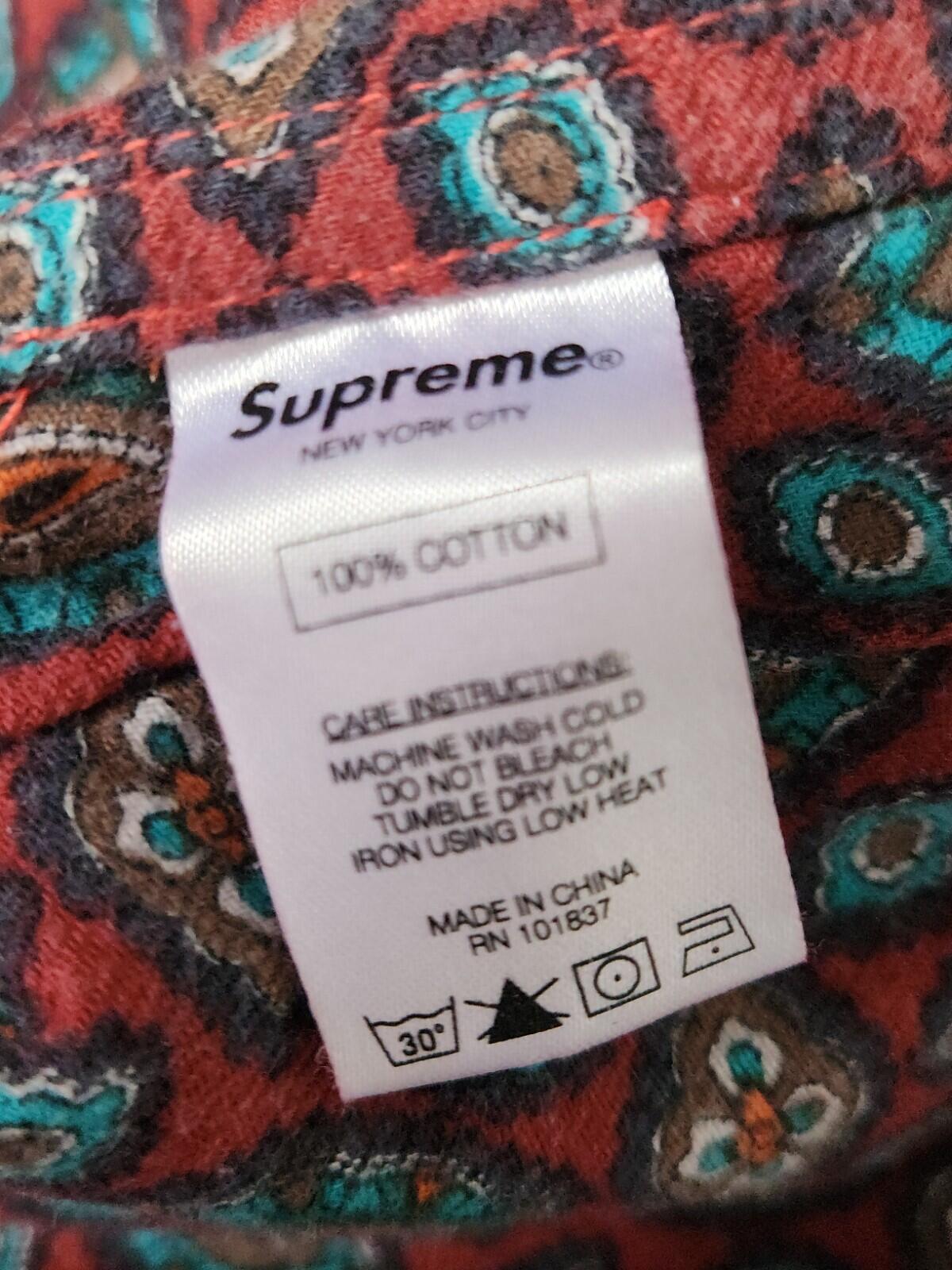 FW15 Supreme Flannel Lined Twill Shirt Size M Medium Paisley Button Up Red