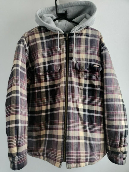 FW23 Supreme Dickies Plaid Hooded Zip Up Shirt Größe M Medium Schwarz Top Flanell