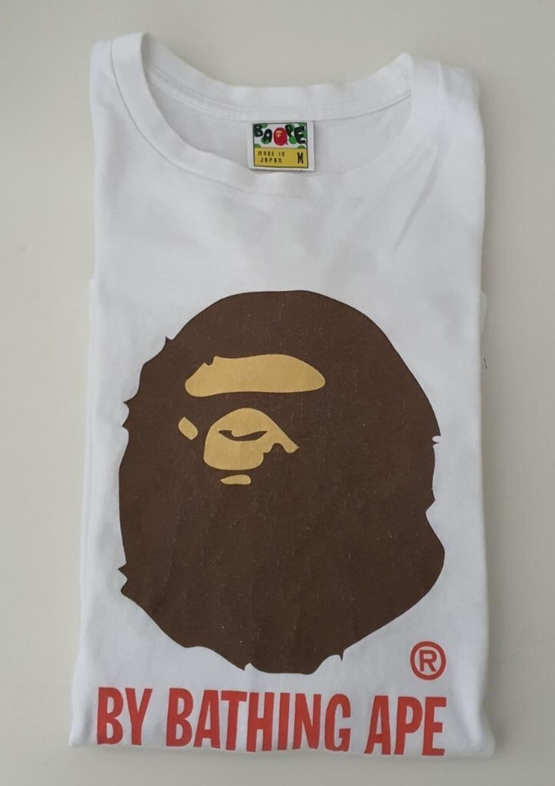 Camiseta de manga larga A BATHING APE Big Ape Head blanca talla M BAPE