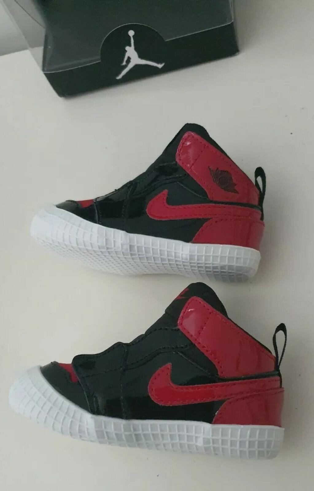 JORDAN 1 Crib Bootie US 4C UK 3.5 EUR 19.5 Baby Bootie Infant nike Bred patent