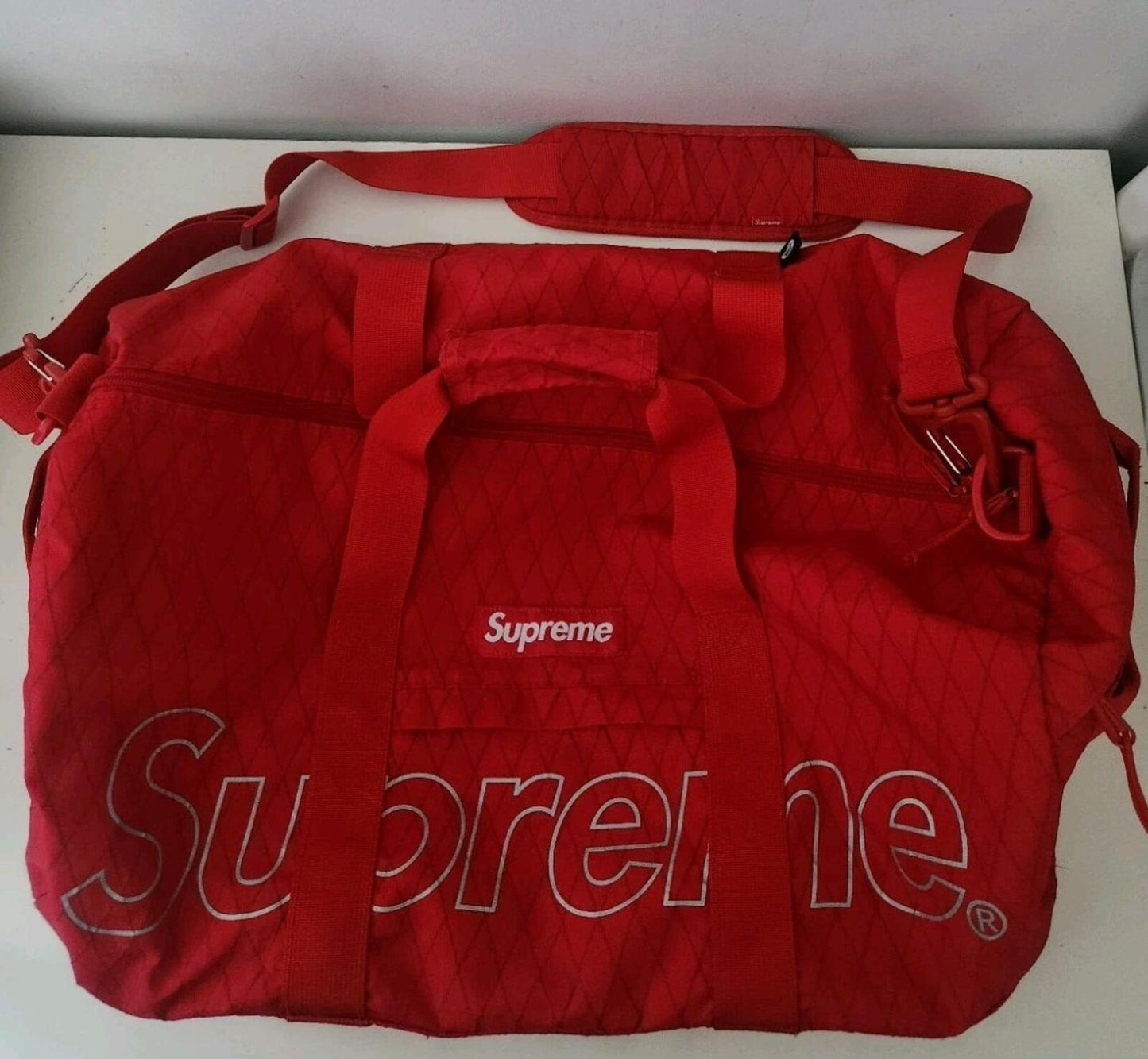 FW18 Supreme Duffle Bag Red Water and Abrasion Resistant