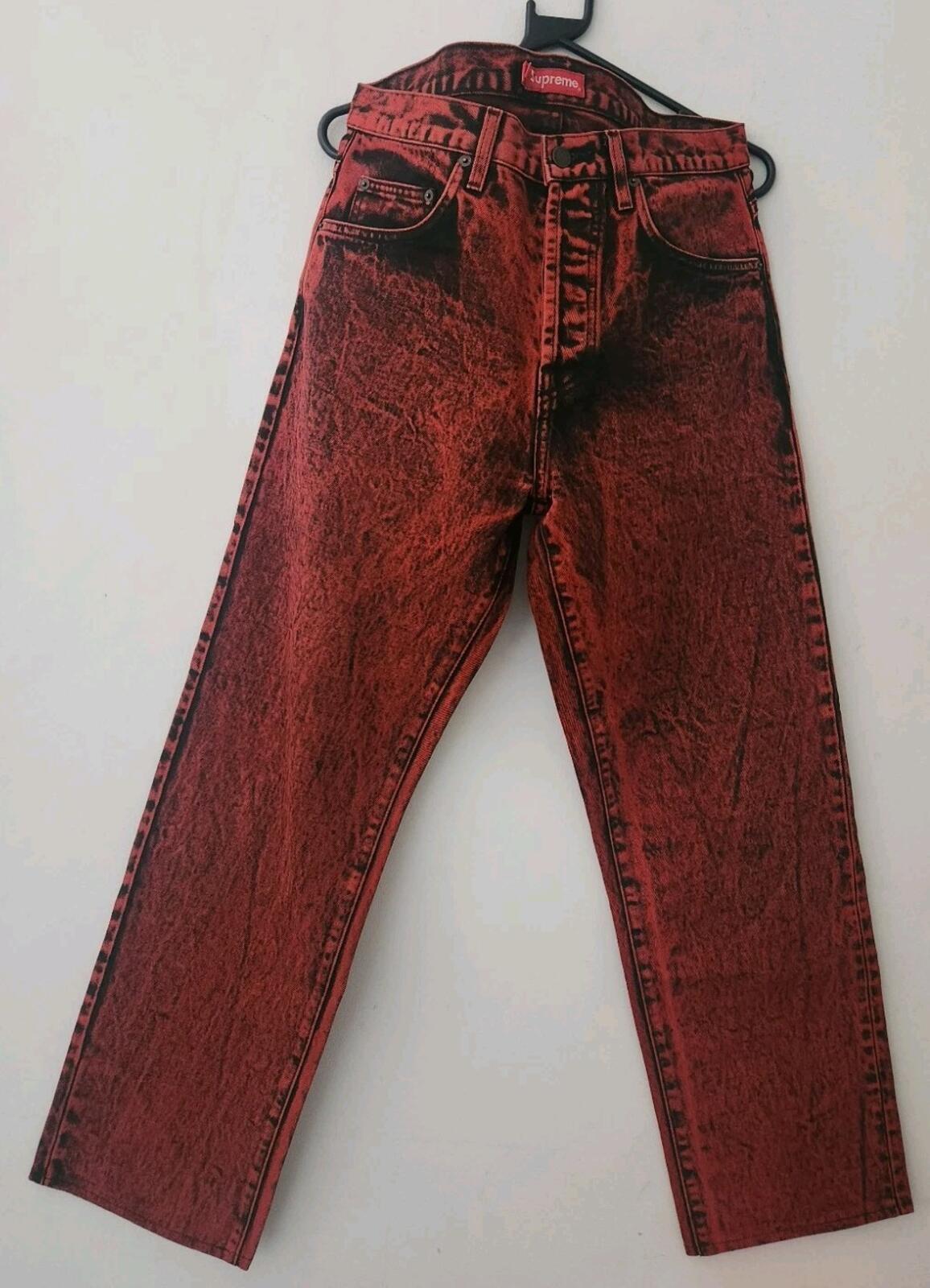 SS20 Supreme washed regular jeans size 32 W32 L32 Red denim Stone Wash