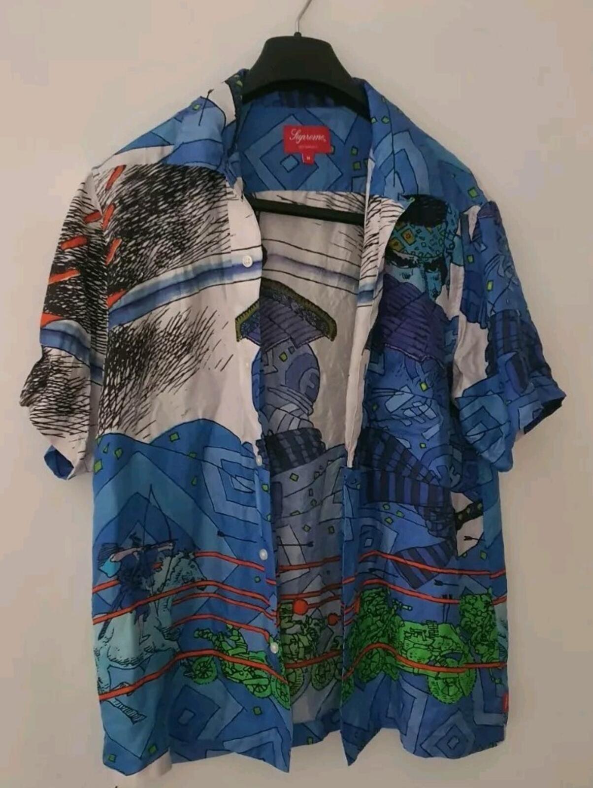 SS23 Supreme Ronin Silk S/S Shirt Blue Size M medium short sleeve