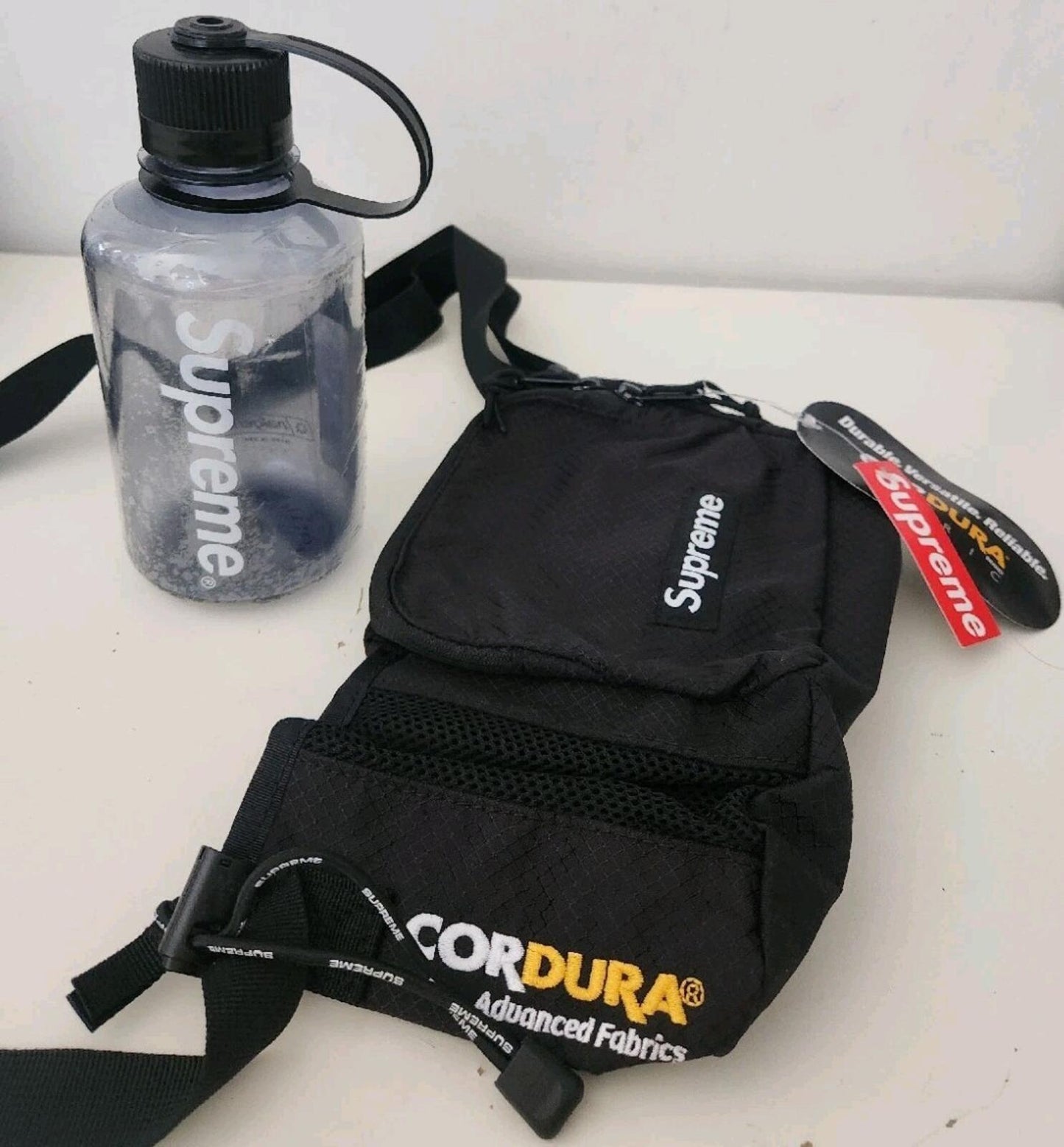 SS22 Supreme side bag black Shoulder Water resistant Water bottle Nalgene 500 ml