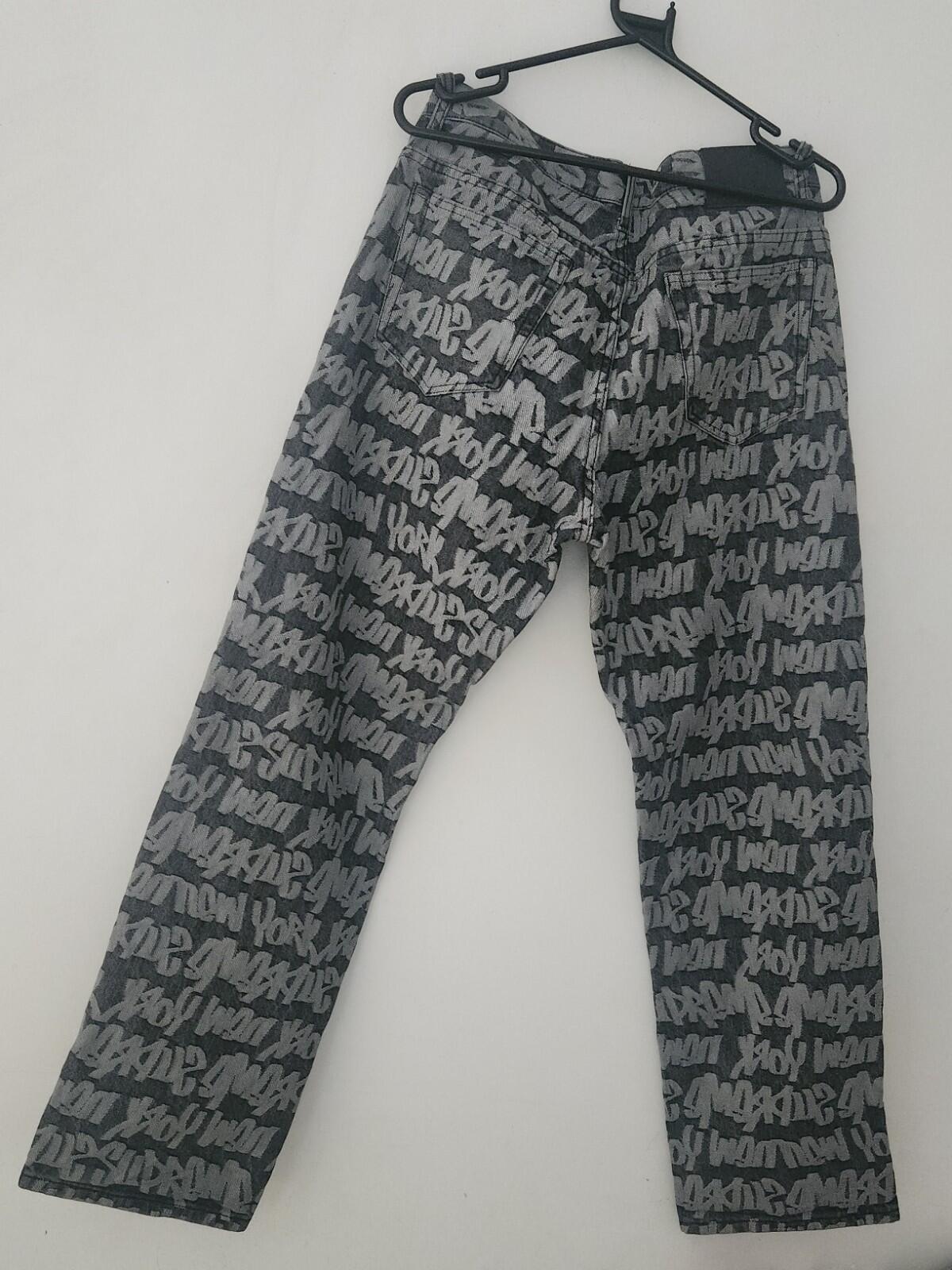 SS22 Supreme Fat Tip Jacquard Regular Jeans Black Size 32 W32 L31.5