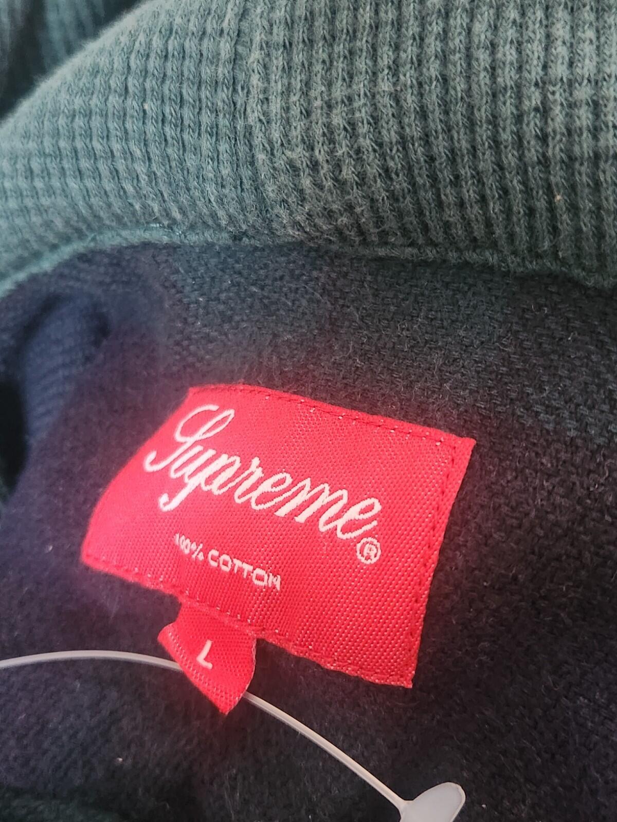 FW16 Supreme Hooded Plaid half zip hooded shirt size L large Navy