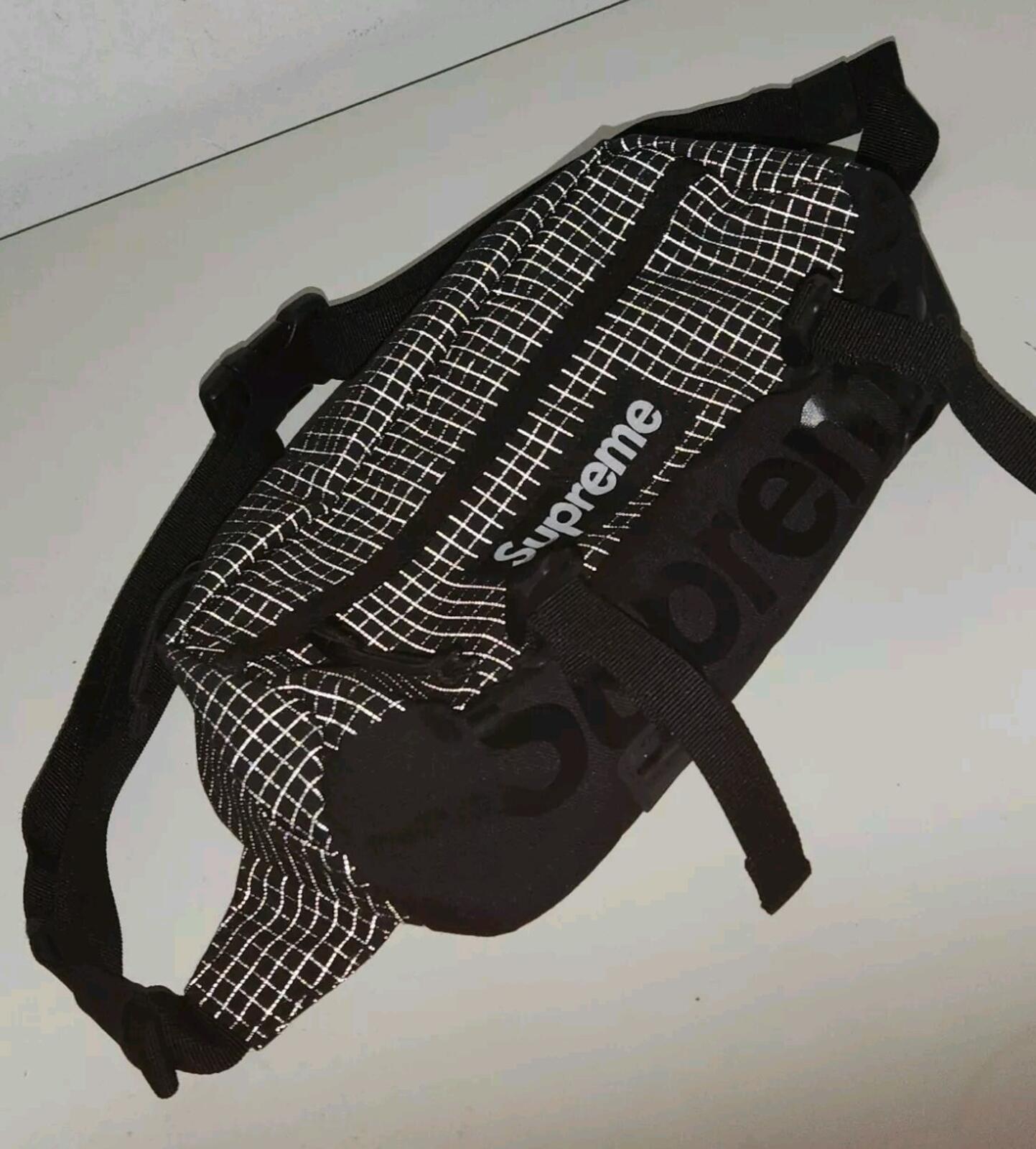SS24 Supreme waist bag Water resistant Reflective Black Shoulder 3L