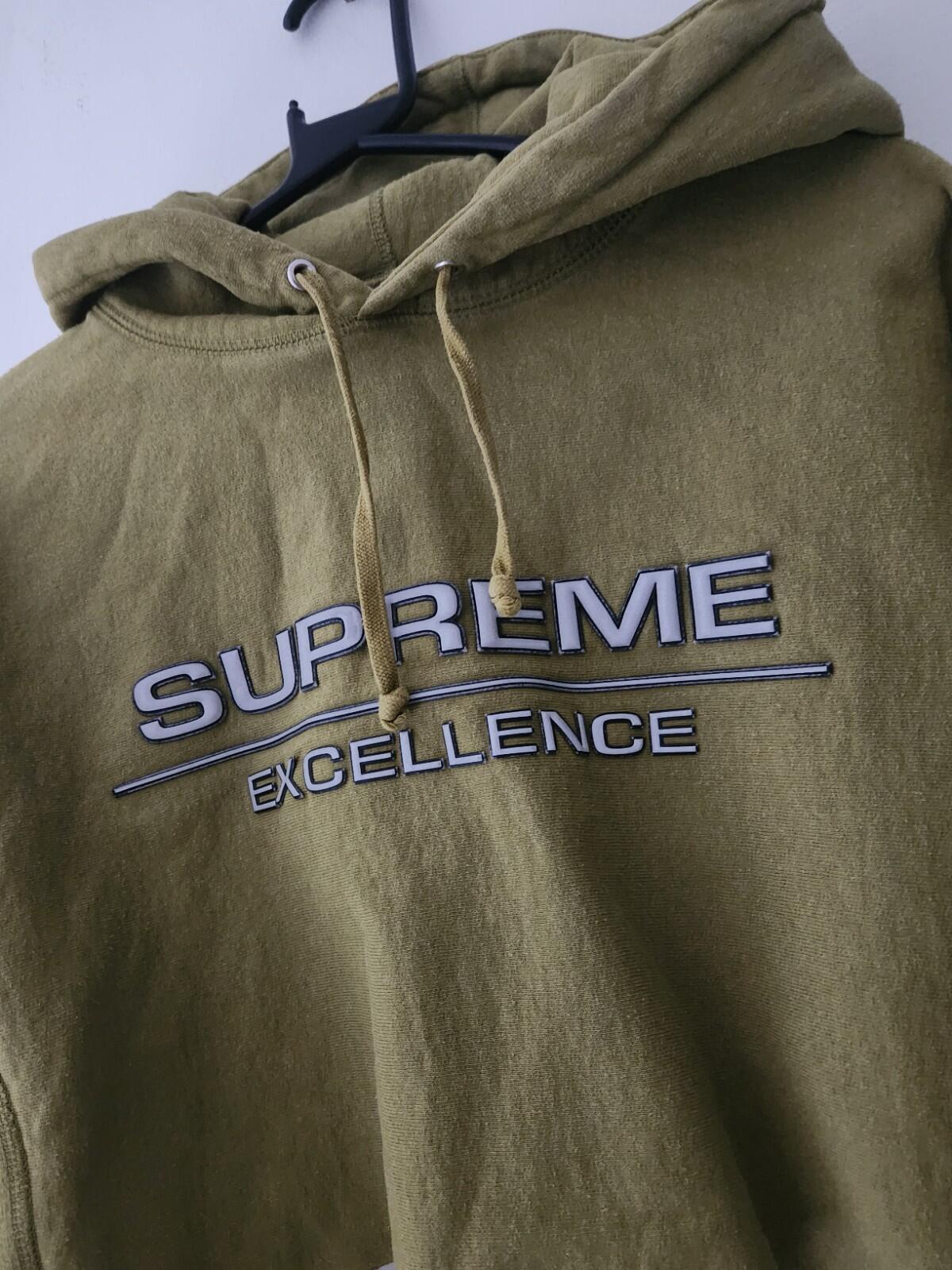 FW17 Supreme Reflective Excellence Hooded Sweatshirt Olive Size M CROPPED