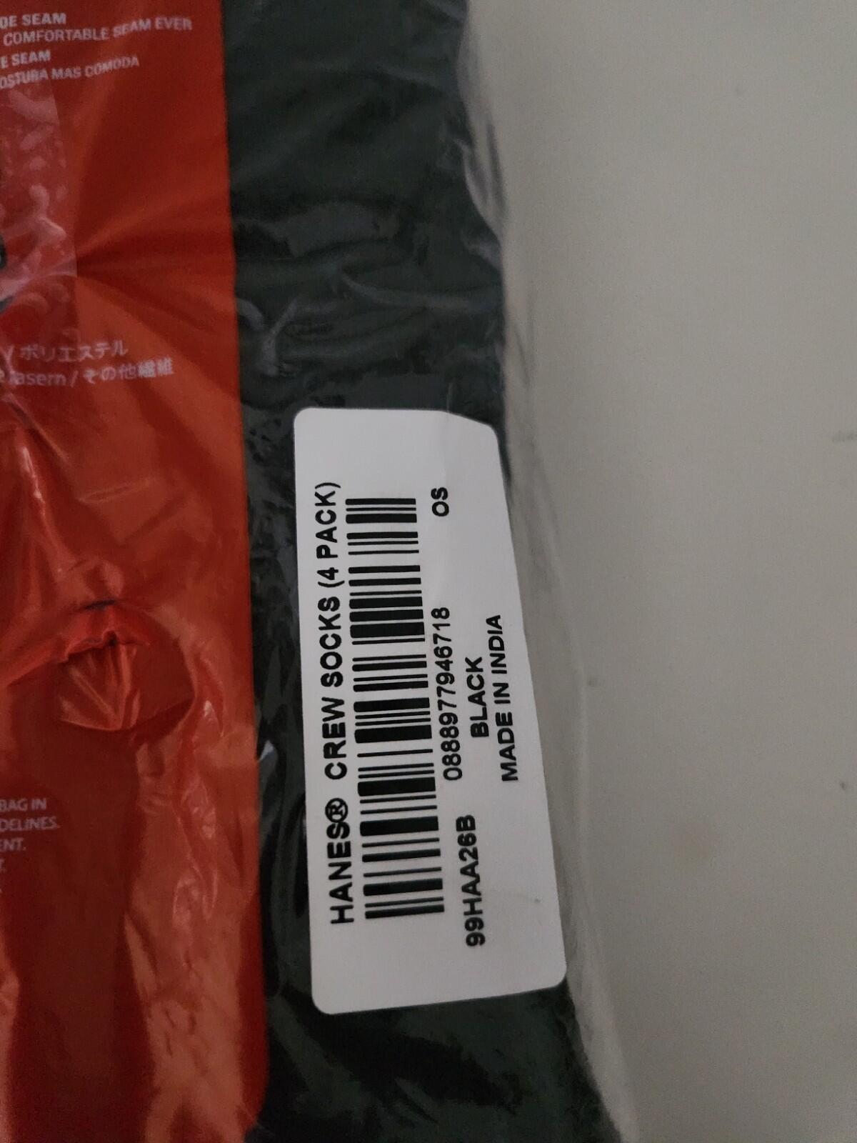 SS25 Supreme Hanes crew socks ( 4 pack ) Black Cotton Sock New Unopened