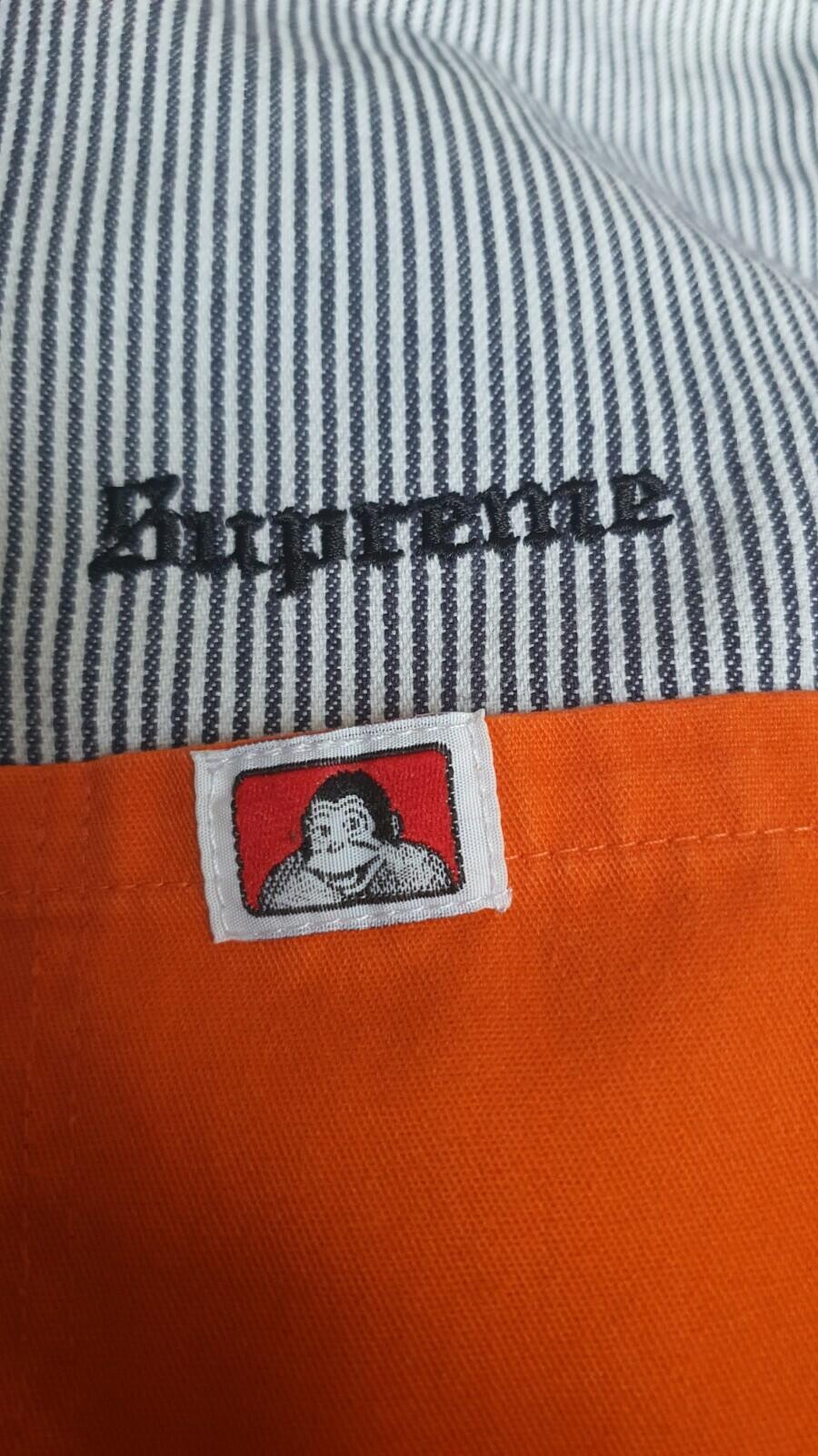 FW19 Supreme x Ben Davis short sleeve work shirt hickory stripe orange M Medium