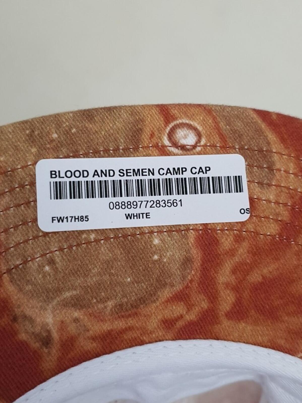 FW17 Supreme Blood and Semen Camp Cap weiße Mütze Box Logo Neu