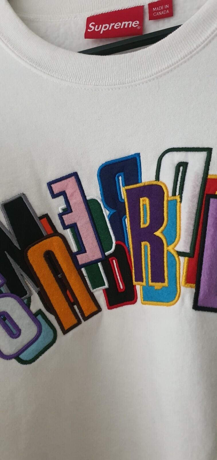 SS21 Supreme Stacked Crewneck Size M Medium white sweatshirt Jumper