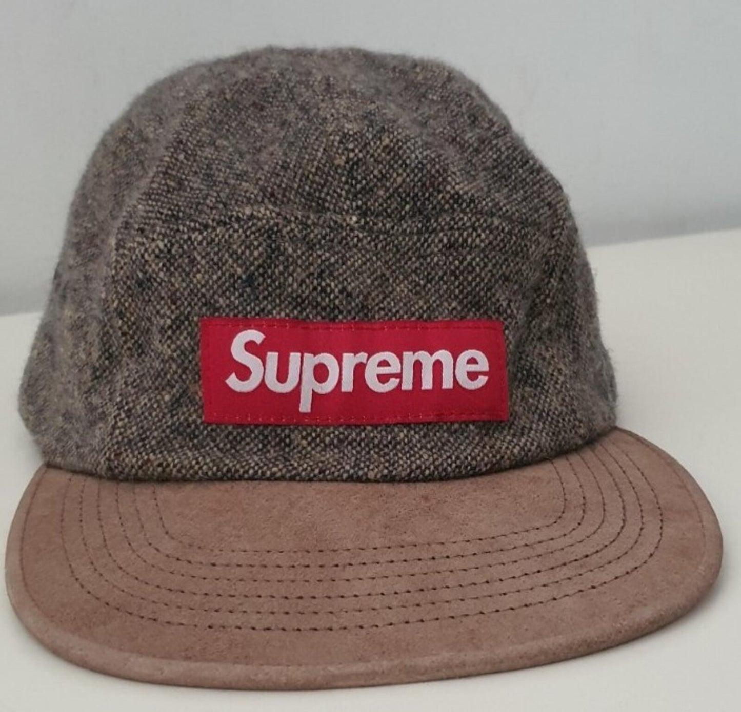 FW11 Supreme Donegal Wool Suede Visor Camp Cap grey Hat vintage 2011 Very Rare