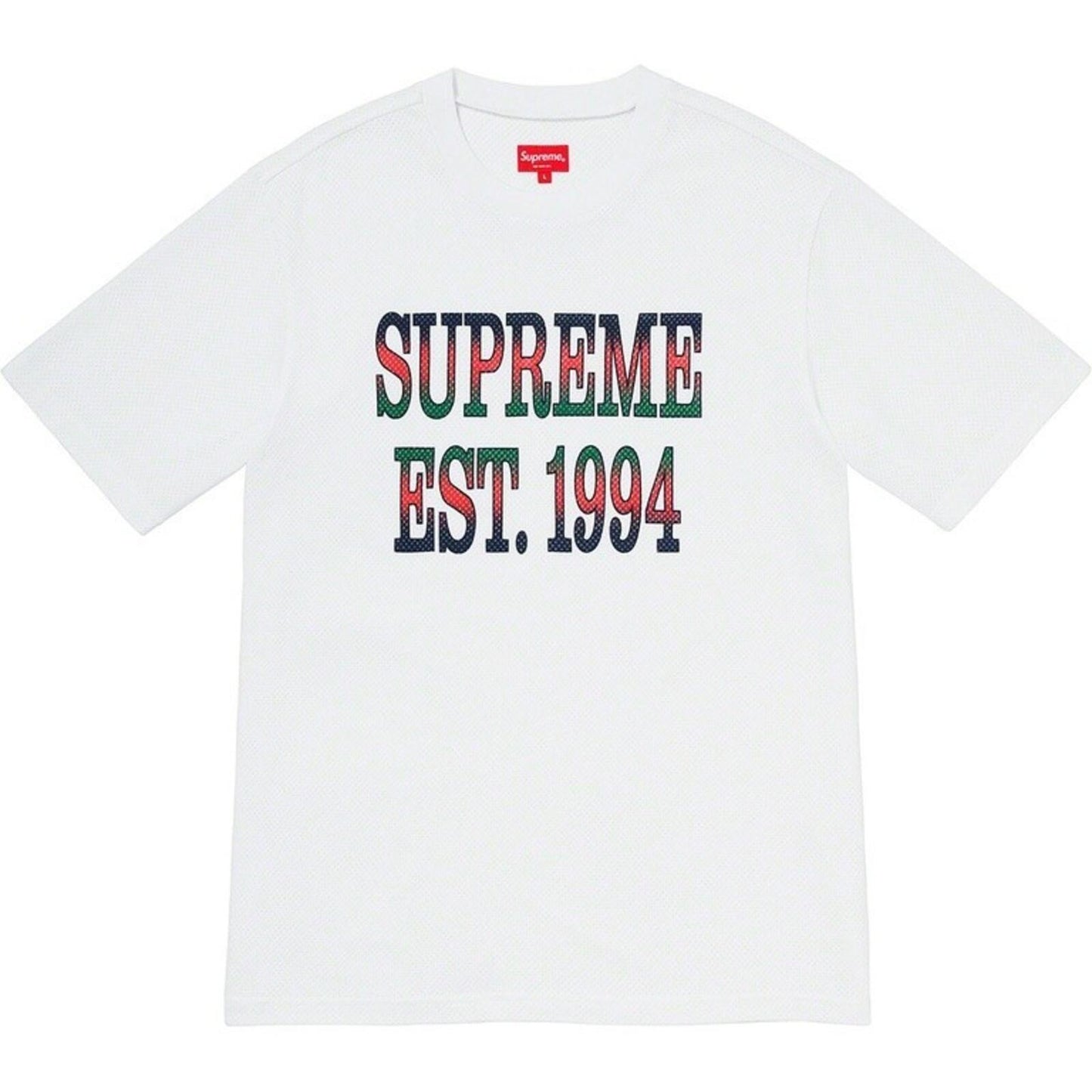 SS20 Supreme Cotton Mesh Gradient Logo Top Tee White Size XL