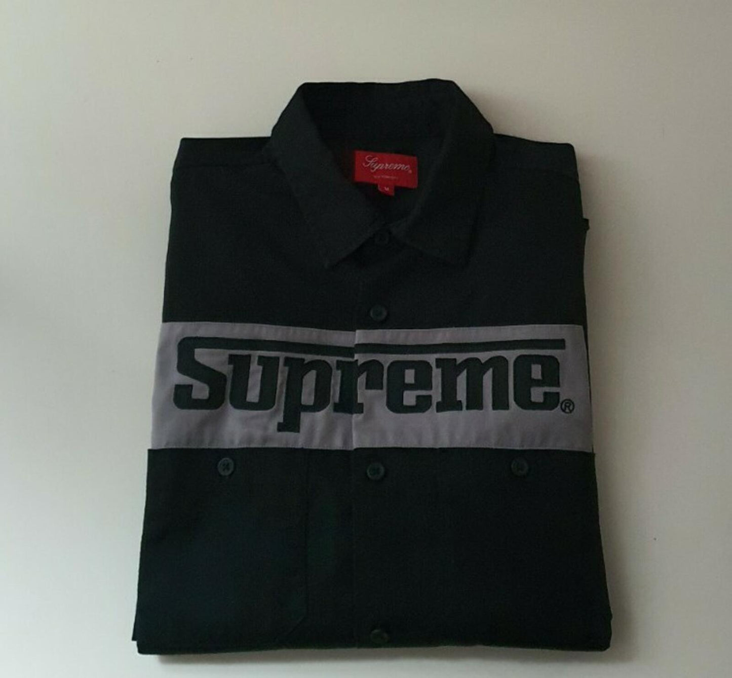 SS19 Supreme Racing Logo Work Shirt Black Size M