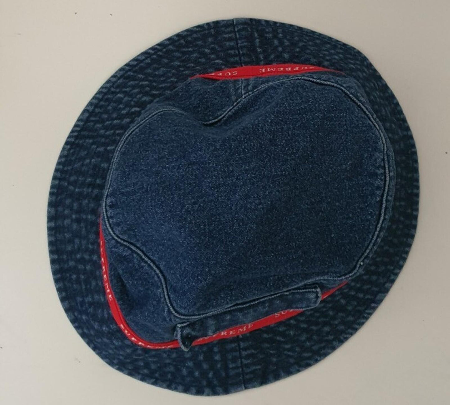 FW19 Supreme Jacquard Logo Taping crusher S/M Pocket bucket hat blue denim