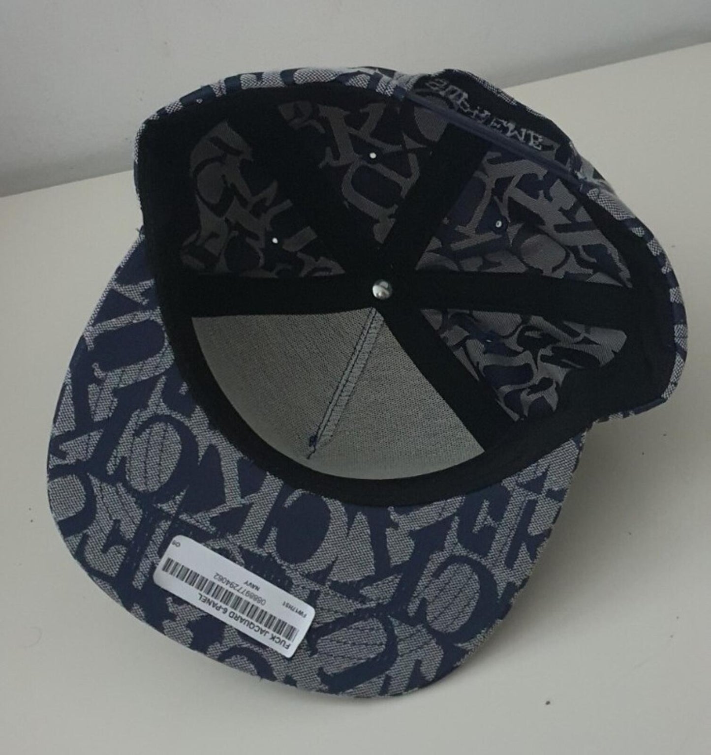 FW17 Supreme F UCK Jacquard 6-Panel Navy Cap Blue Hat New