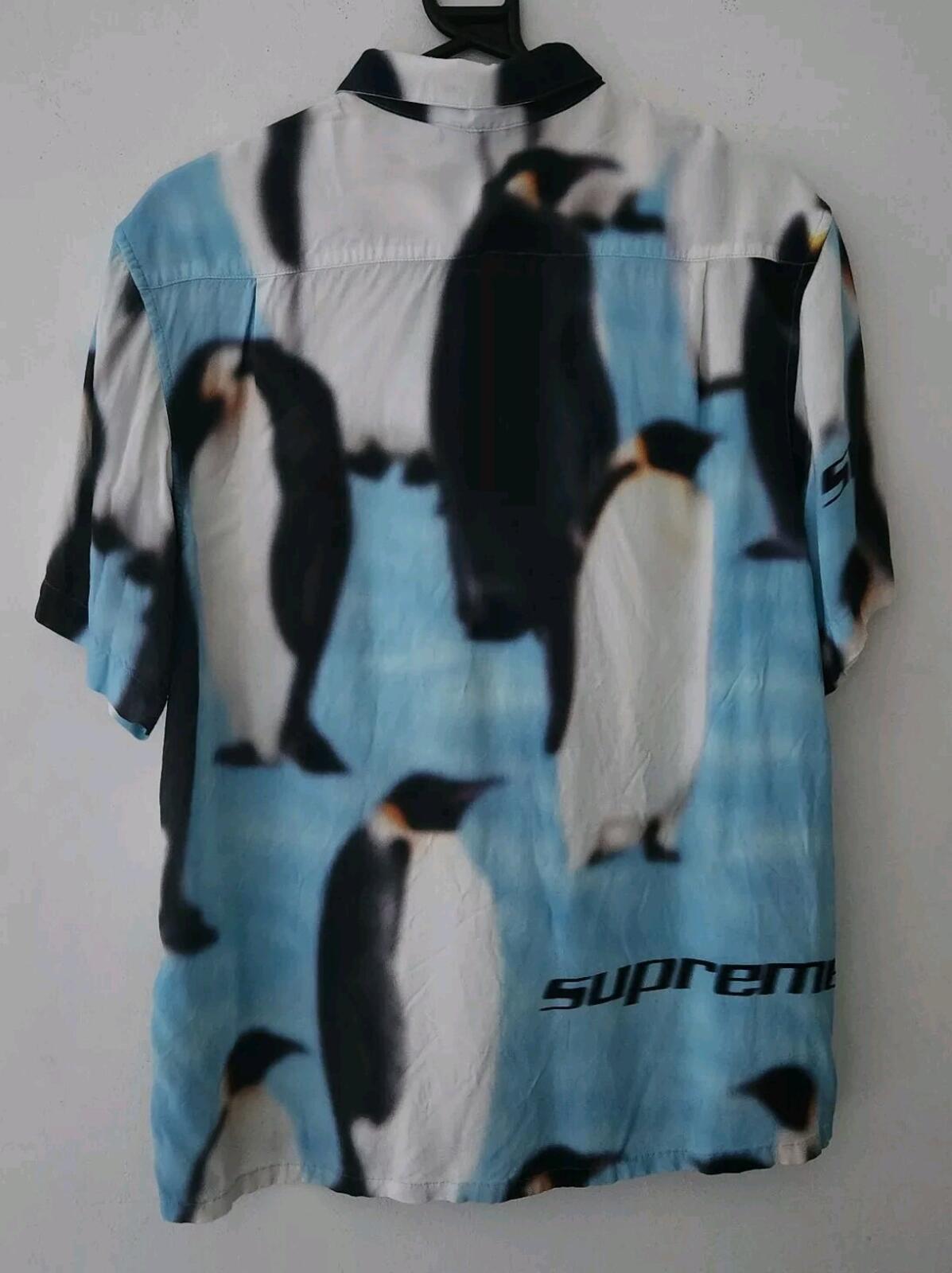 FW20 Supreme Penguin Rayon S/S Shirt Blue Size M