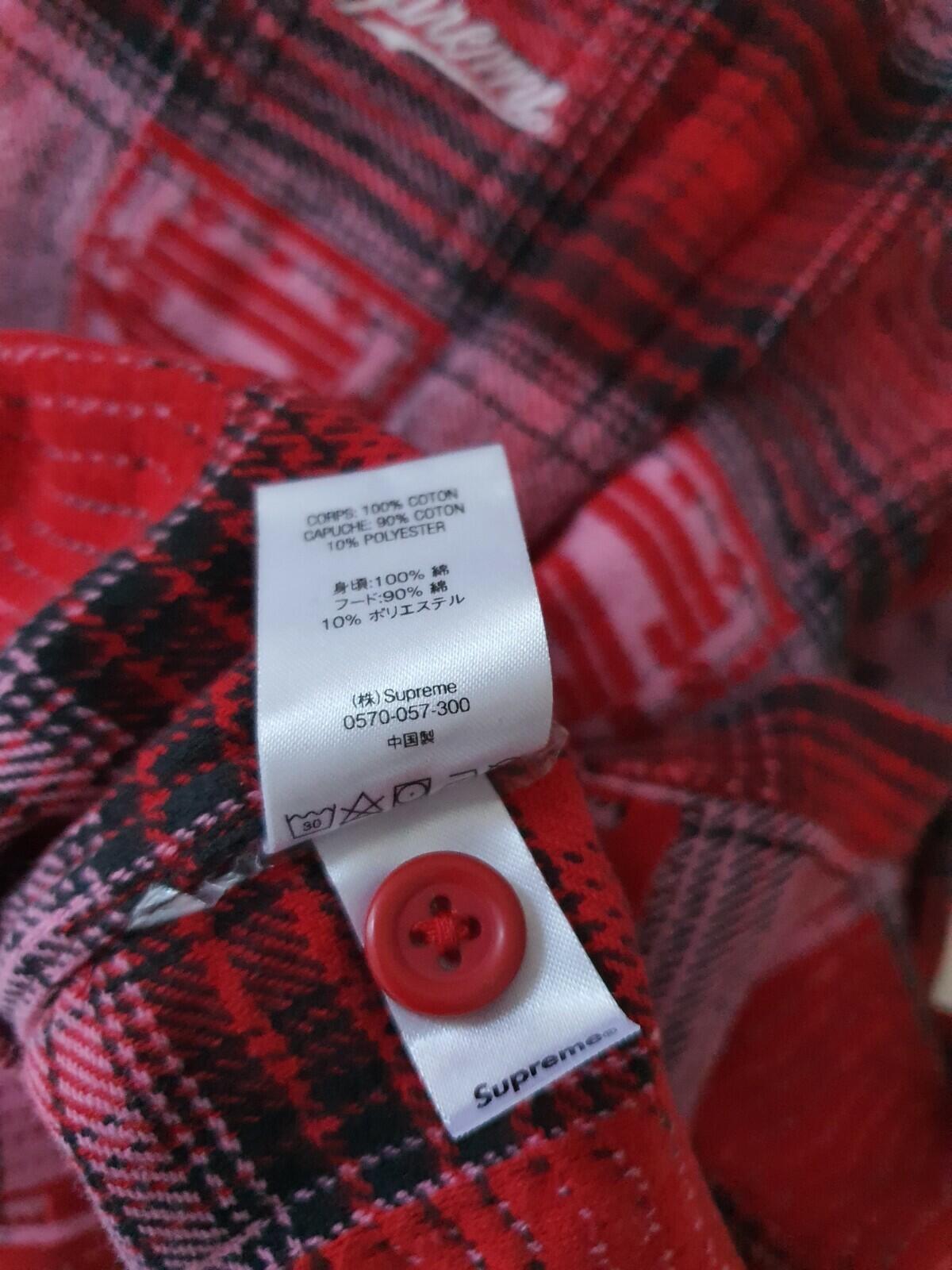 HW20 Supreme Kapuzen-Schatten-Karohemd Größe L groß Rot