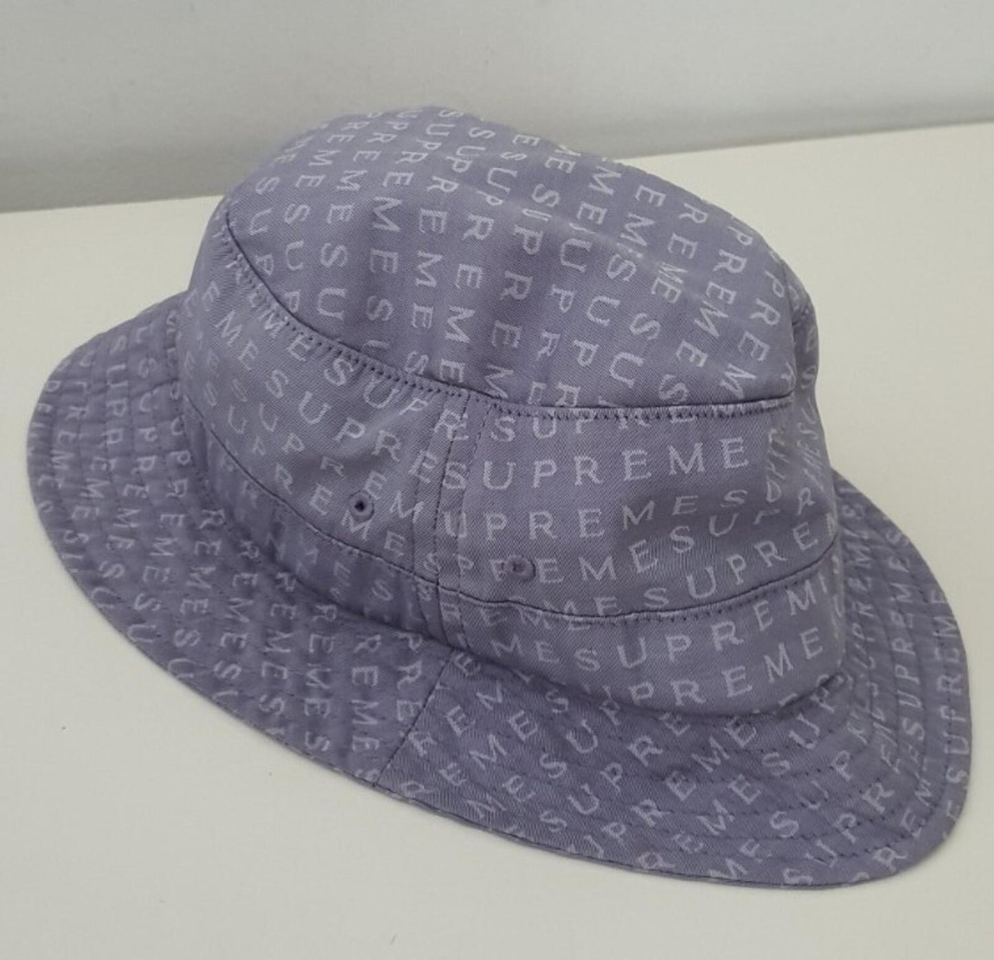 Gorro de pescador SS16 Supreme Jacquard Logos Twill triturador M/L azul