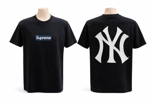 SS15 Supreme New York Yankees Box Logo Tee Navy Größe L