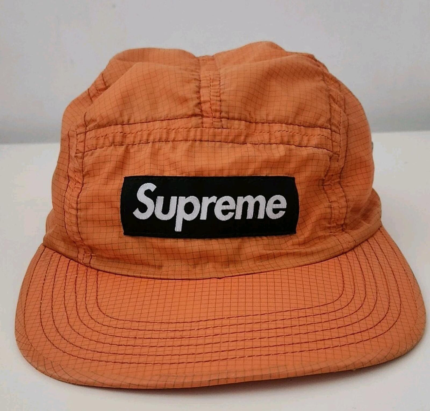 SS12 SUPREME Ripstop Camp Cap Black Box Logo Orange Hat Rare Vintage 2012
