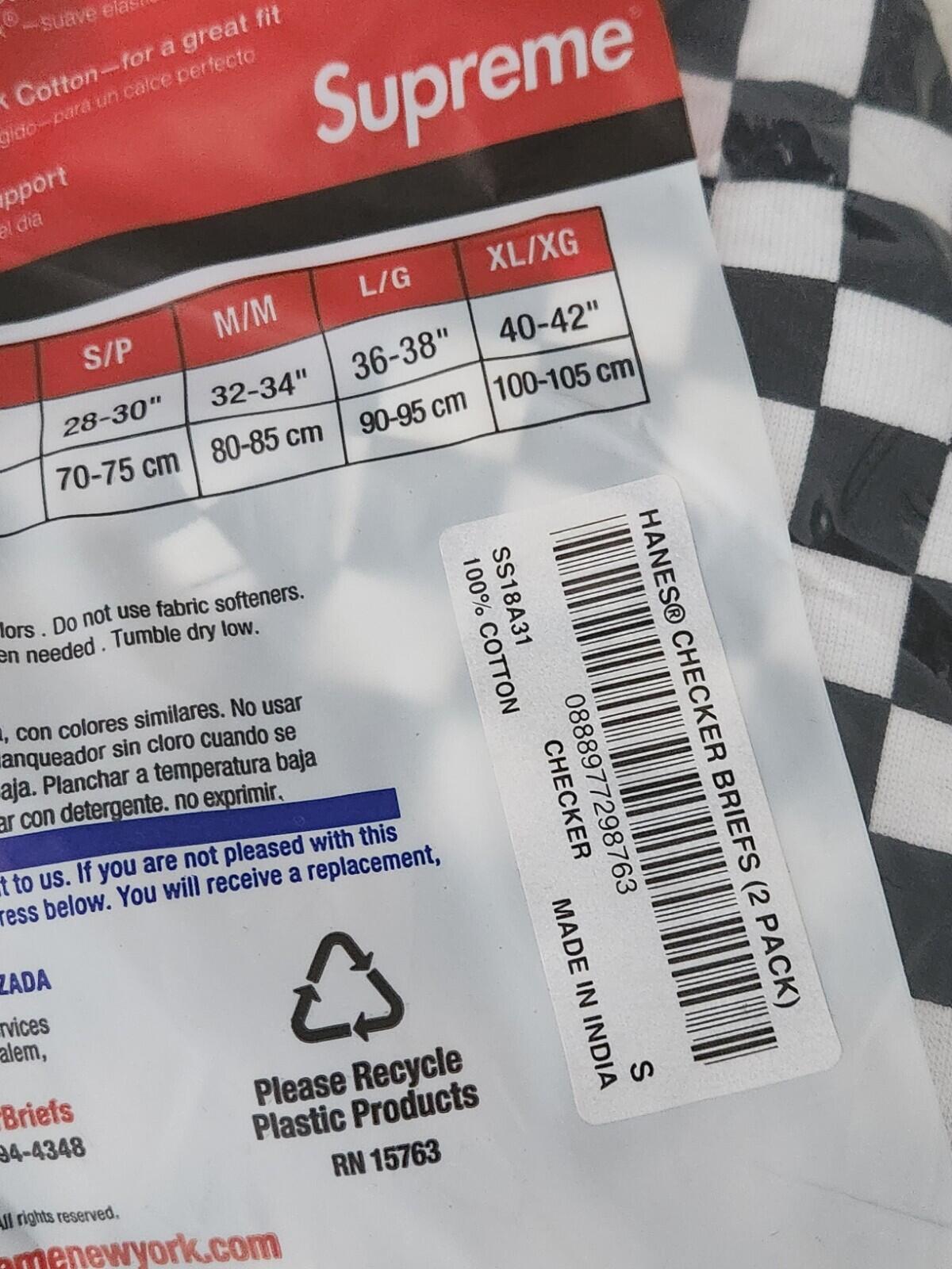 SS18 Supreme Hanes Checkered boxer briefs (2pack) S small