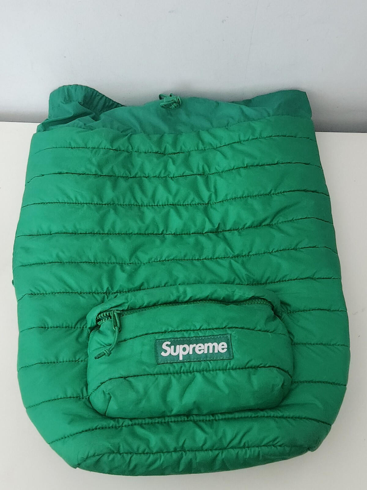 FW22 Supreme Puffer Backpack Green Bag Water Resistant