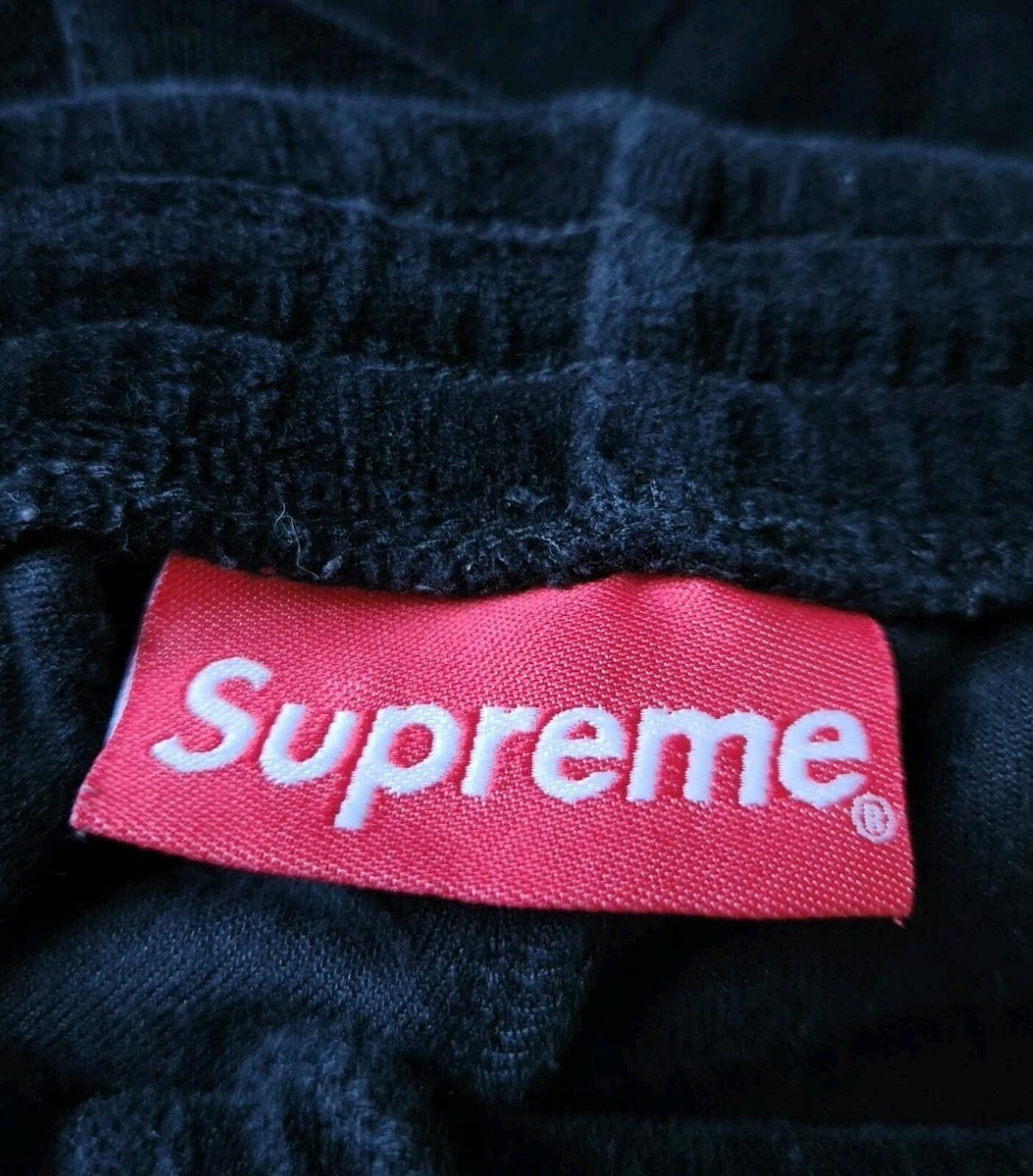 FW17 Supreme Velour Warm Up Pant black size S small pants trousers